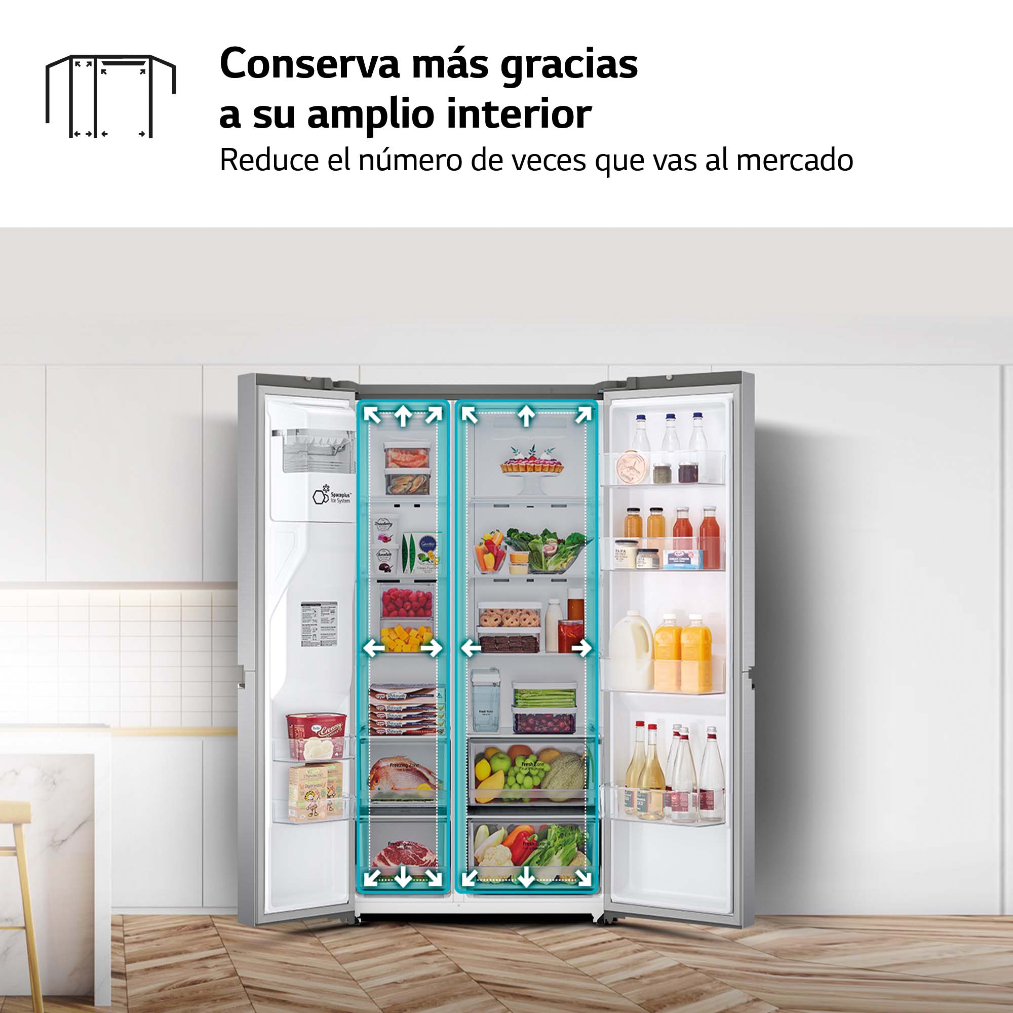Frigorífico americano LG Inverter Linear Compressor, 179 cm, 635l, DoorCooling, con dispensador, inox - GSLV71PZTD Inox-8