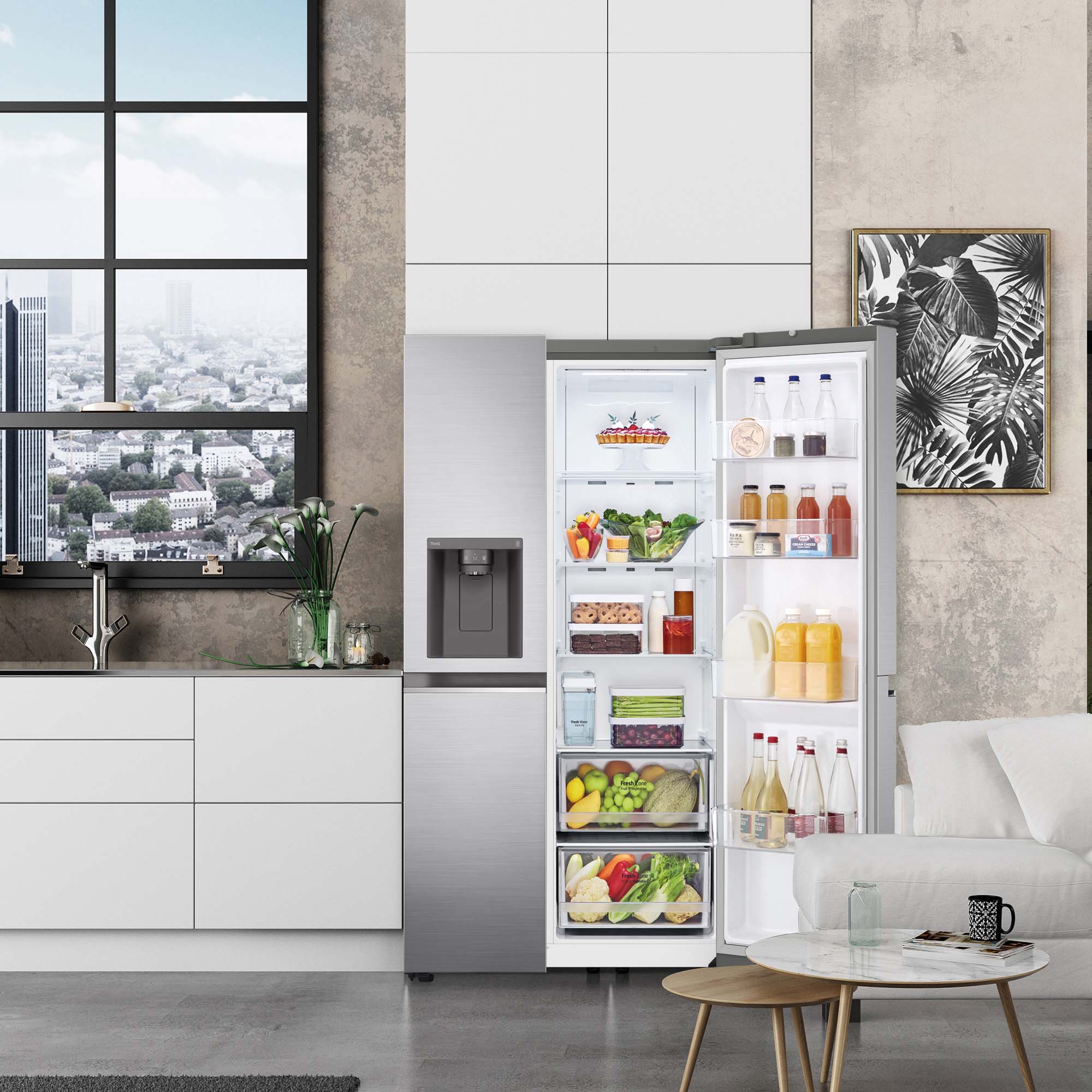 Frigorífico americano LG Inverter Linear Compressor, 179 cm, 635l, DoorCooling, con dispensador, inox - GSLV71PZTD Inox-15