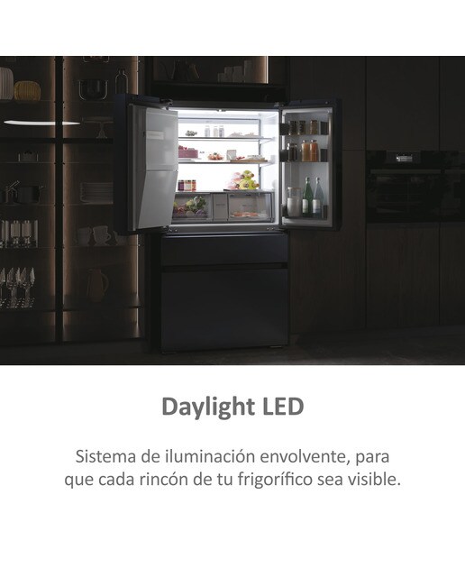 Frigorífico Americano Haier FD 90 Series 7 Pro HFW7918EIMB de 4 Portas. No Frost, com Dispensador, Wifi e de 177,5 cm - Preto Acetinado Brushed Black-7