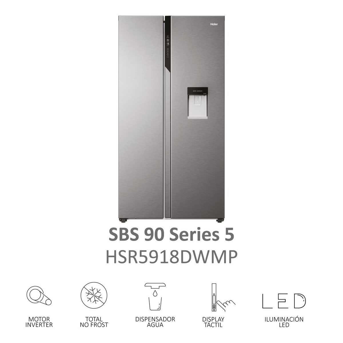 Frigorífico americano Haier Total No frost SBS 90 Series 5 - HSR5918DWMP Inox-6