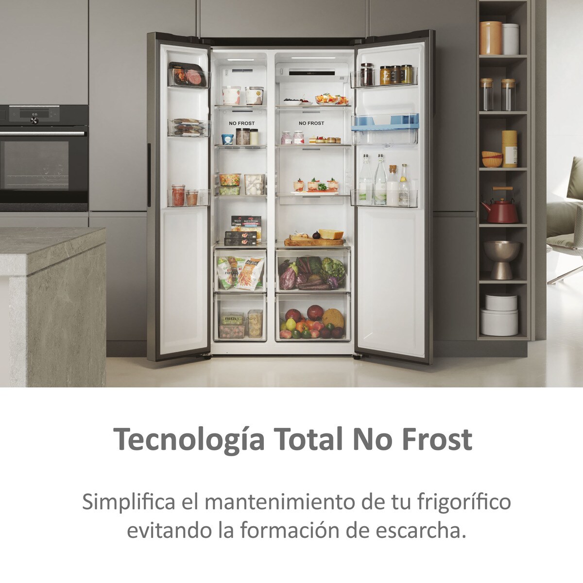 Frigorífico americano Haier Total No frost SBS 90 Series 5 - HSR5918DWMP Inox-8