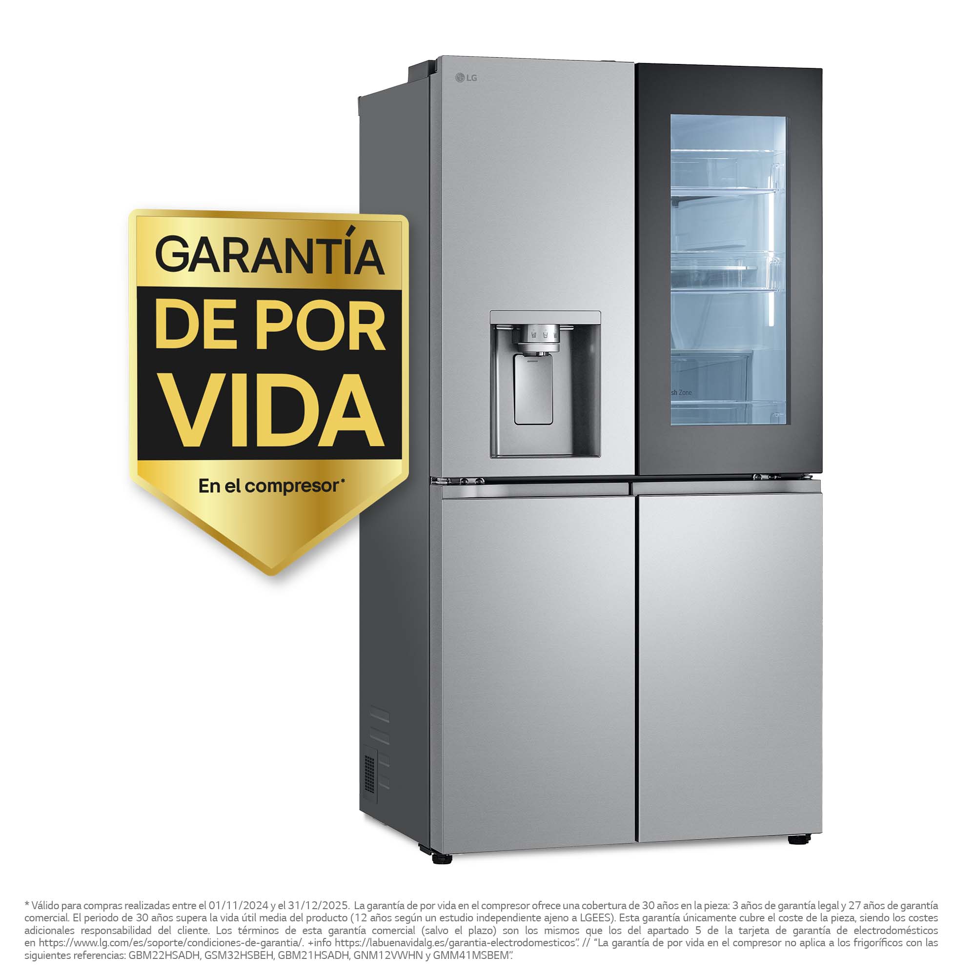 Frigorifico americano LG  Total No Frost, 179,2 cm, 638 l, InstaView, Con dispensador, Inox  - GMG960MBEE Inox-4