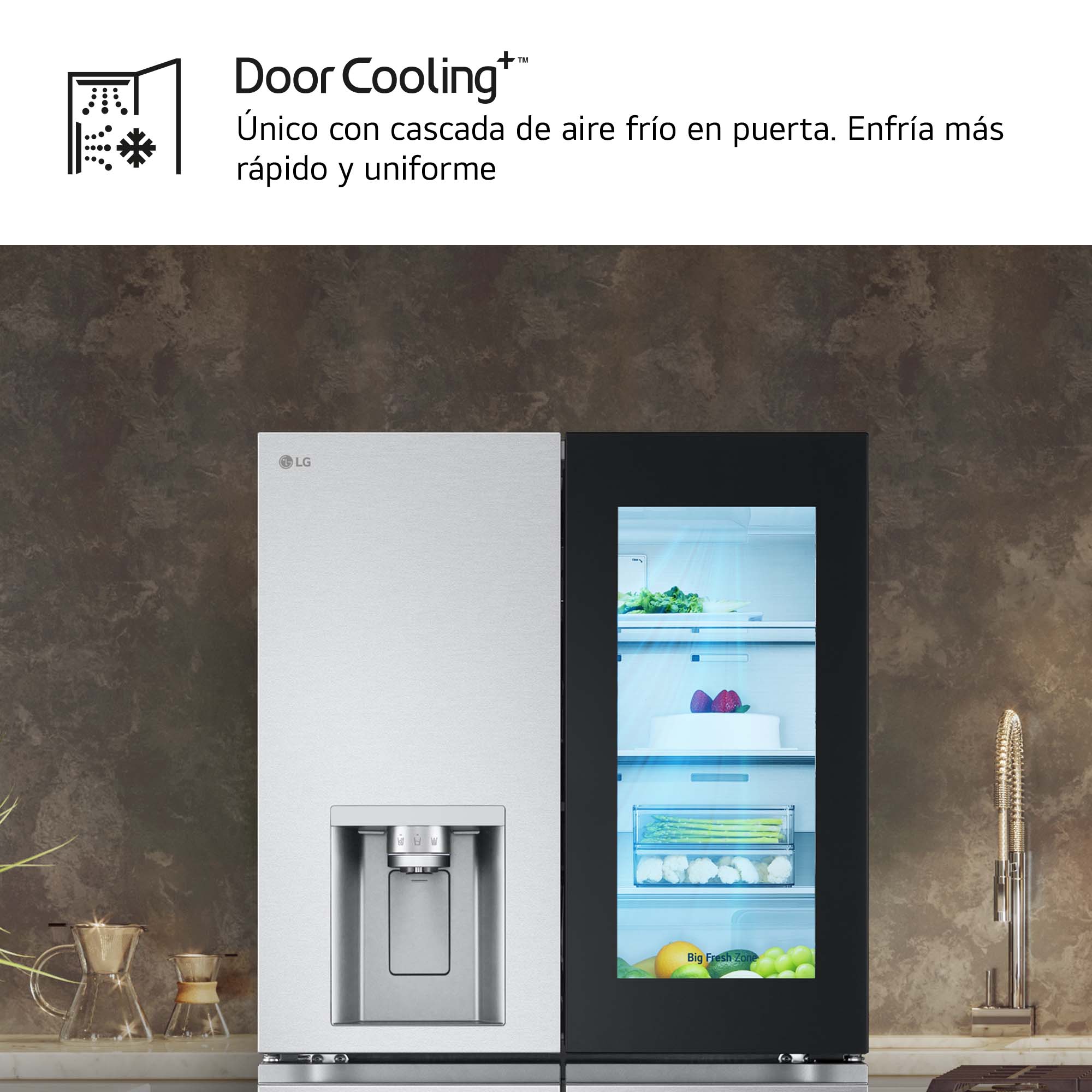 Frigorifico americano LG  Total No Frost, 179,2 cm, 638 l, InstaView, Con dispensador, Inox  - GMG960MBEE Inox-12