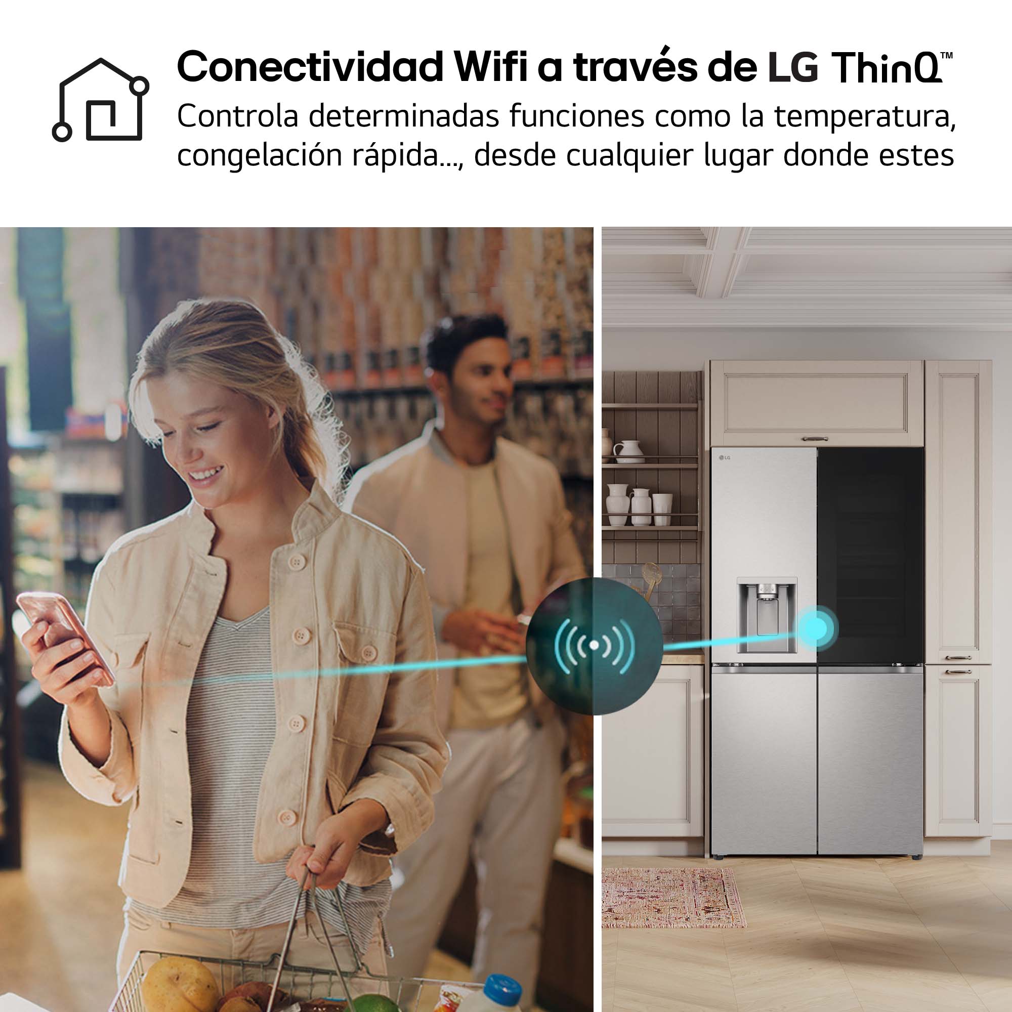 Frigorifico americano LG  Total No Frost, 179,2 cm, 638 l, InstaView, Con dispensador, Inox  - GMG960MBEE Inox-19
