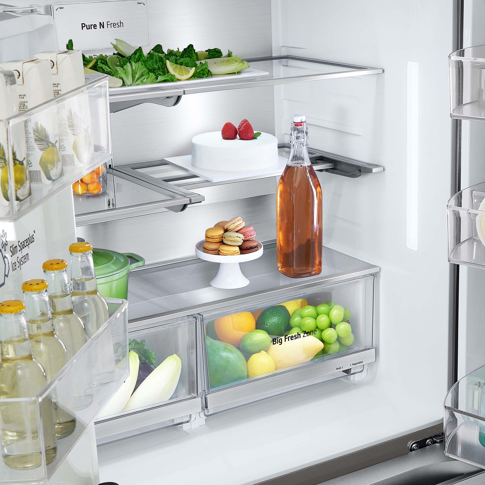 Frigorifico americano LG  Total No Frost, 179,2 cm, 638 l, InstaView, Con dispensador, Inox  - GMG960MBEE Inox-22