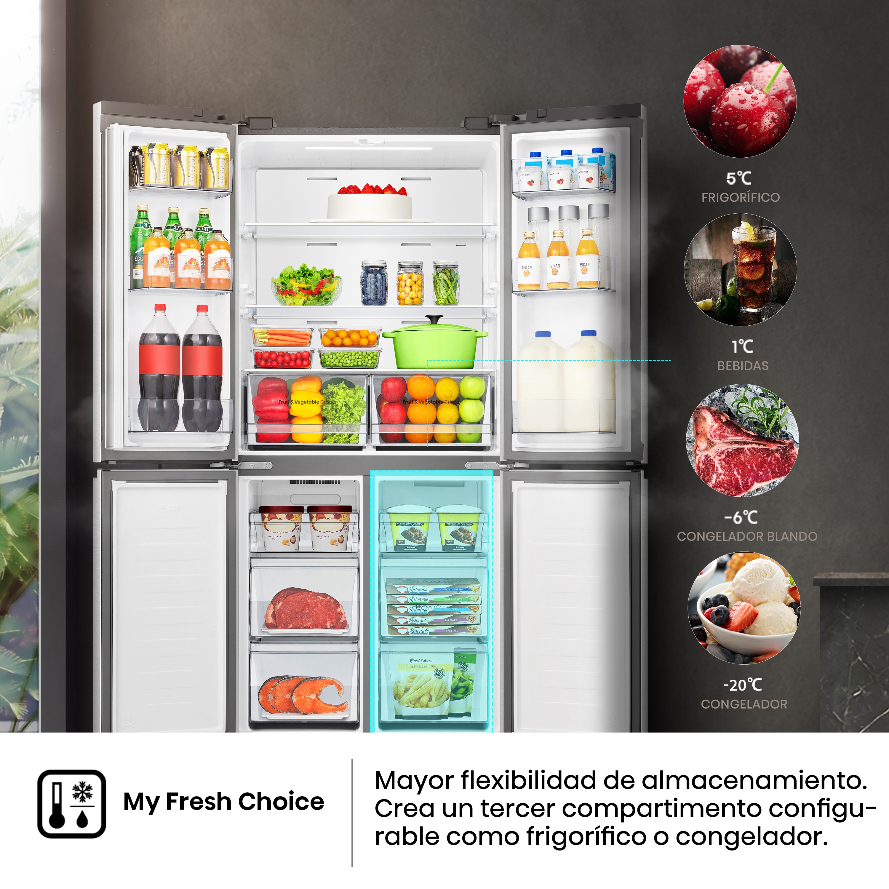 Frigorífico americano Hisense Total No Frost, Wifi - RQ5P470SETE Blanco-8