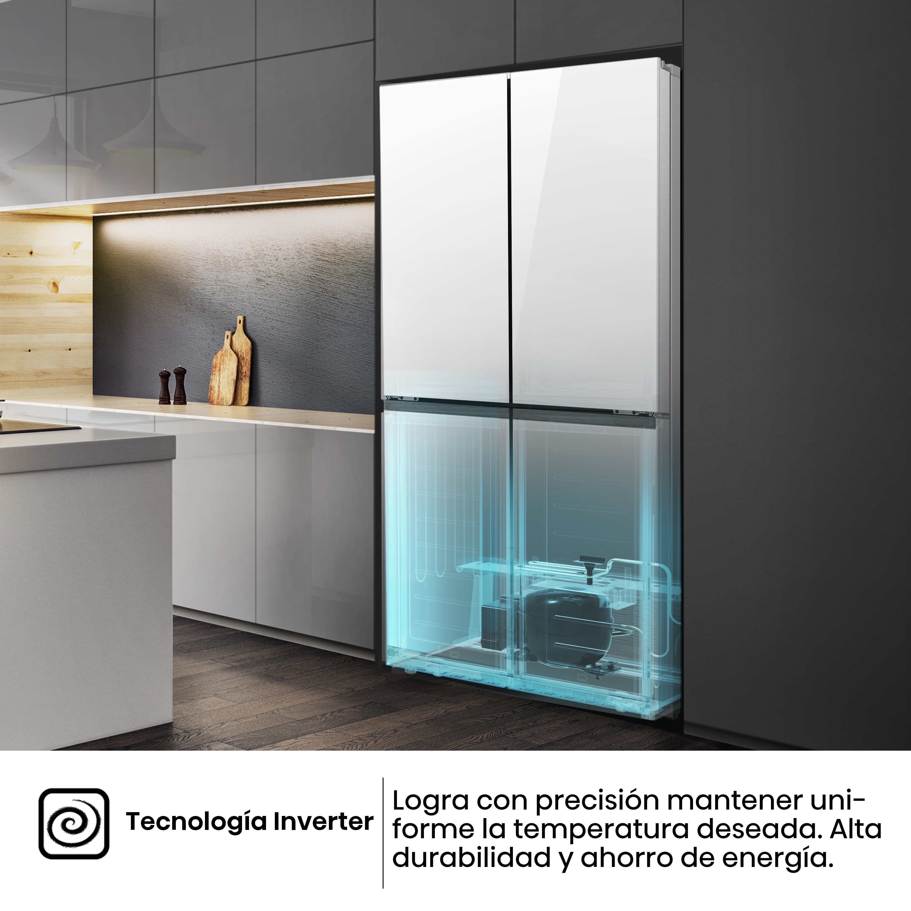 Frigorífico americano Hisense Total No Frost, Wifi - RQ5P470SETE Blanco-11