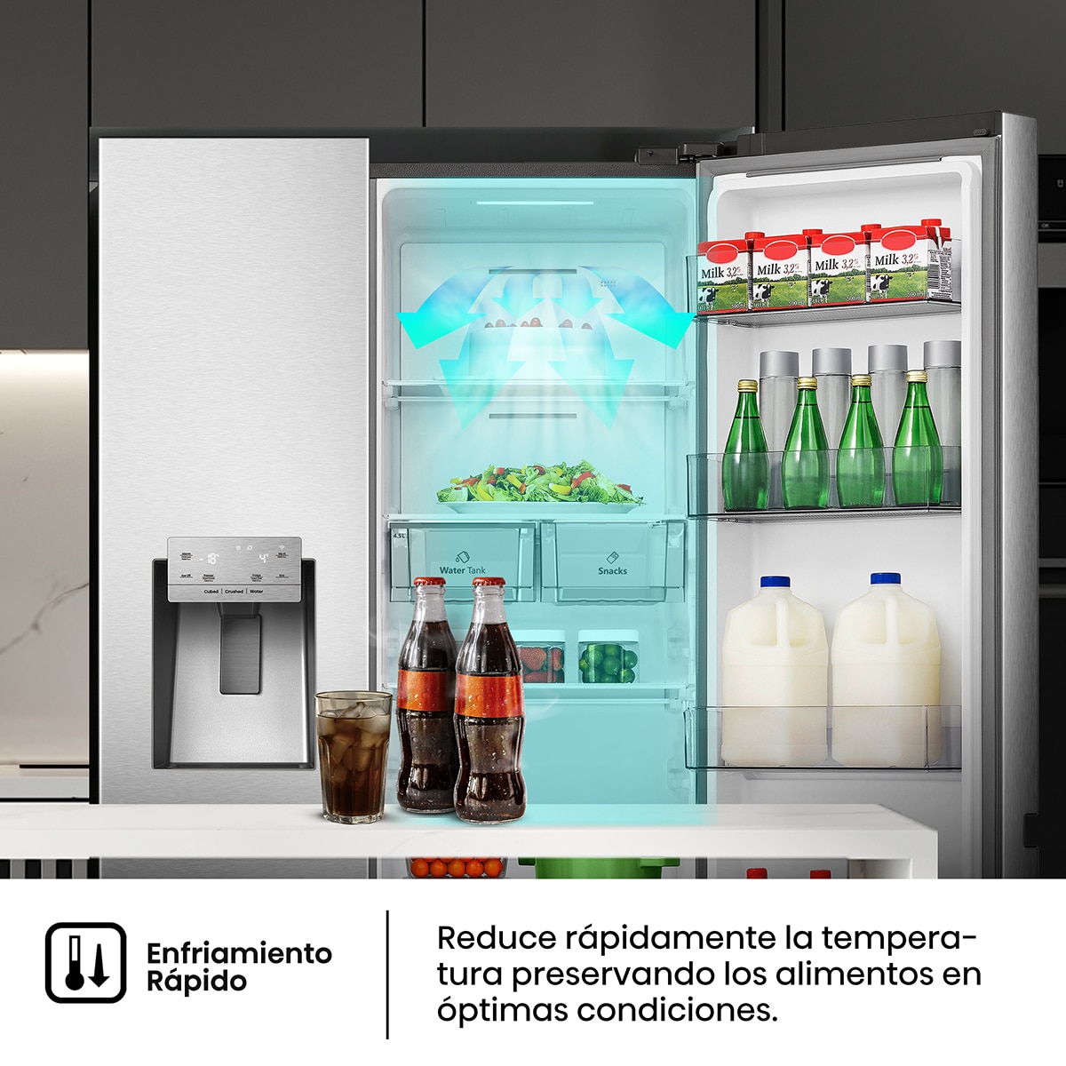 Frigorífico americano Hisense Total No Frost, con dispensador, Wifi - RS818N4TIE1 - Inox Inox-7