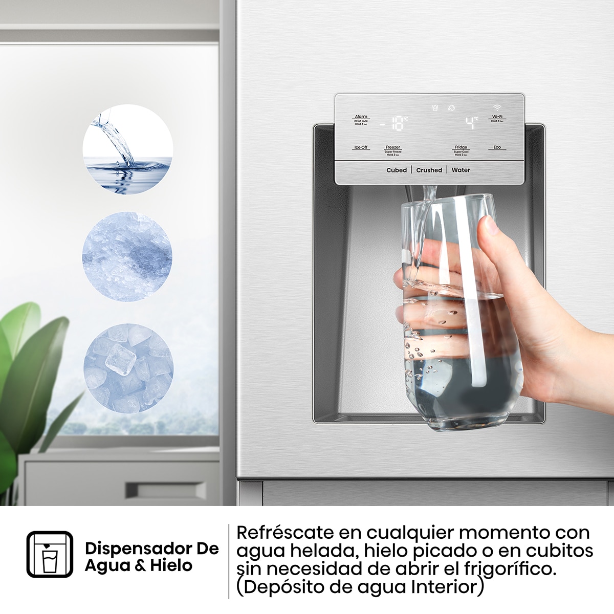 Frigorífico americano Hisense Total No Frost, con dispensador, Wifi - RS818N4TIE1 - Inox Inox-8