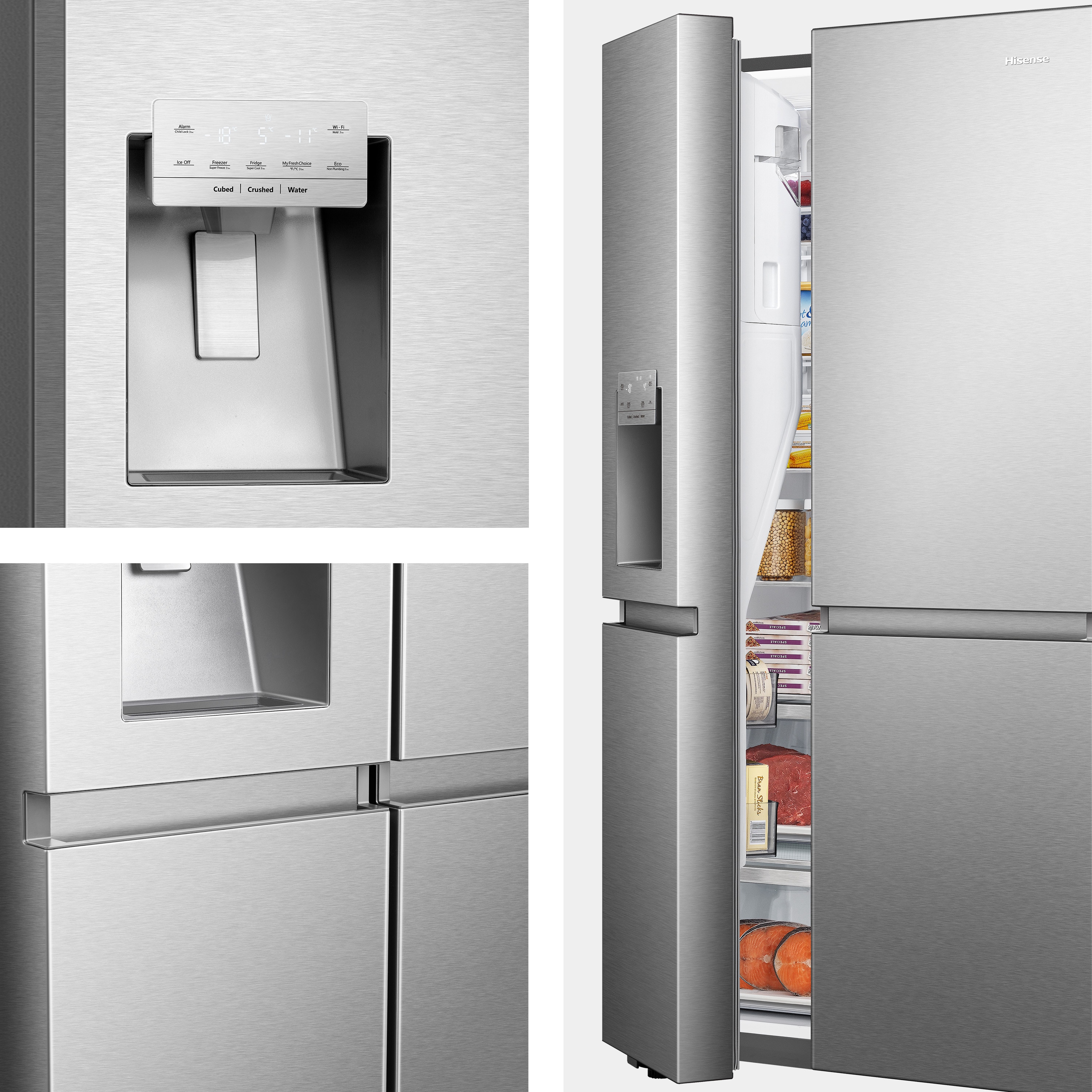 Frigorífico americano Hisense Total No Frost, con dispensador - RS818N4TIC Inox-6