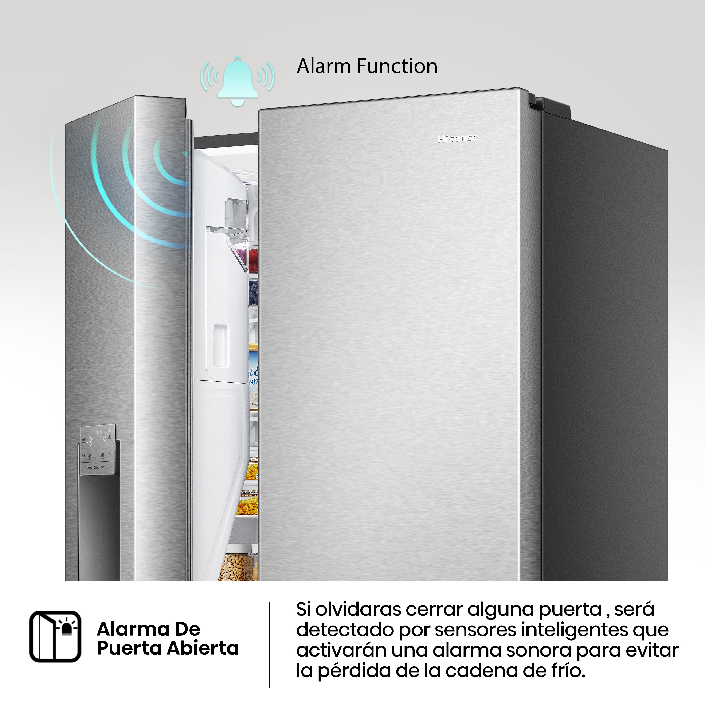 Frigorífico americano Hisense Total No Frost, con dispensador - RS818N4TIC Inox-13
