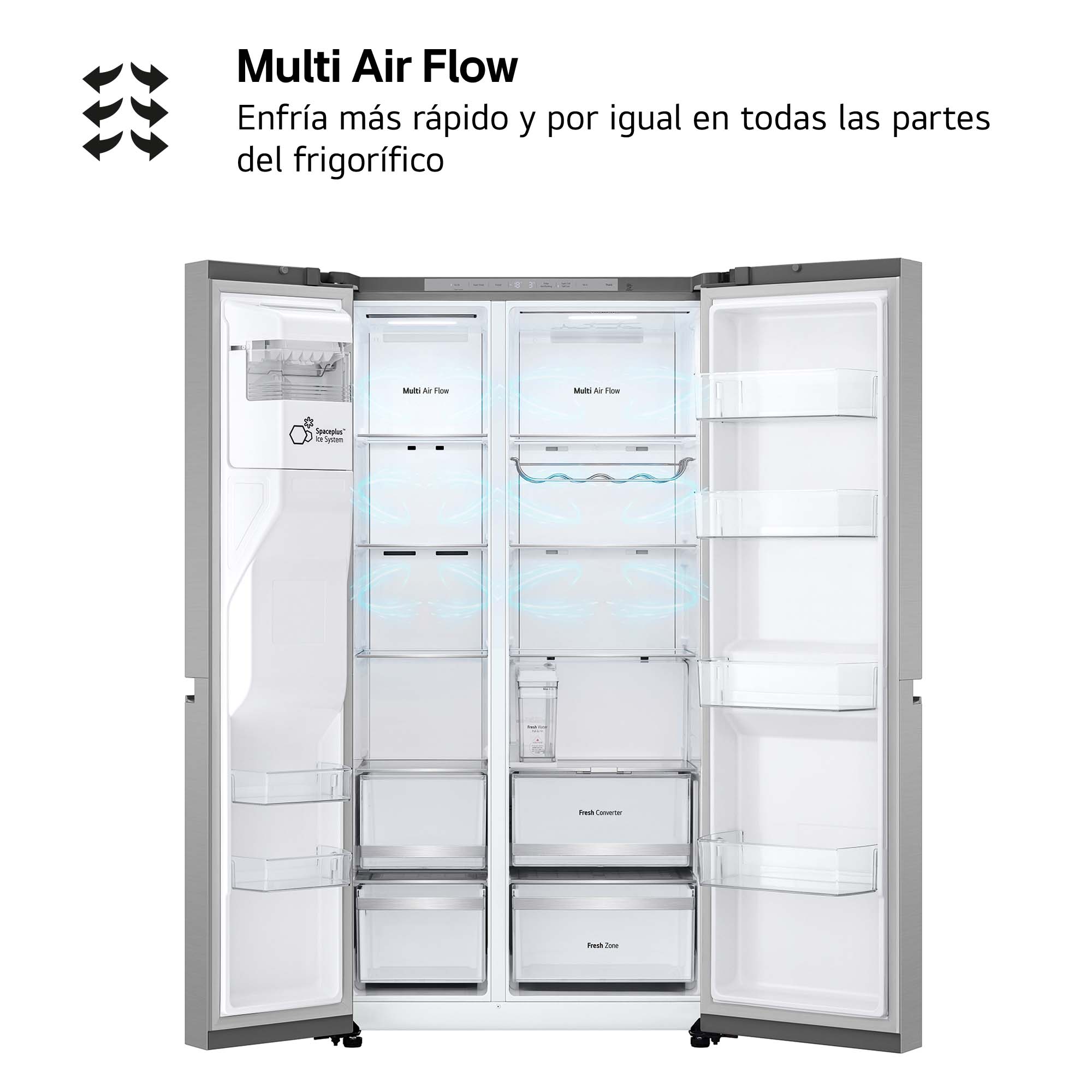 Frigorífico americano LG Smart Inverter Compressor, 179 cm, 628 l, con dispensador, Inox - GSLE81PYBC Acero-10