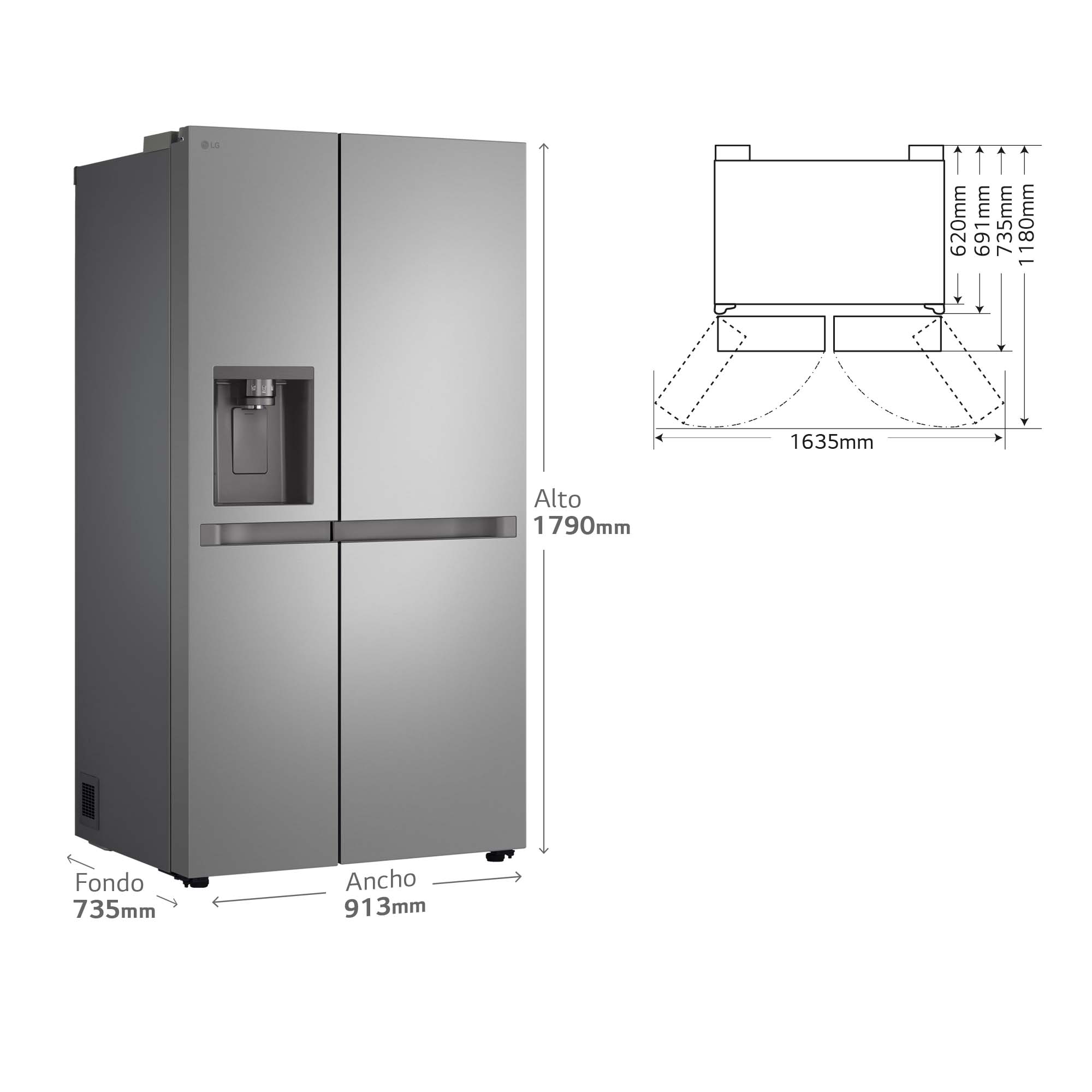 Frigorífico americano LG Smart Inverter Compressor, 179 cm, 638 l,  MultiAirFlow - GSLC40PYPE Inox-5