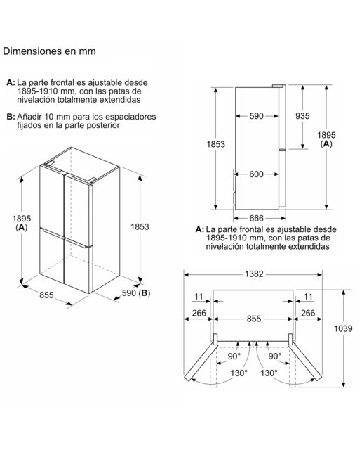 Frigorífico americano Bosch Multiairflow, Tecnología Inverter - KMC85LBEA Negro-4
