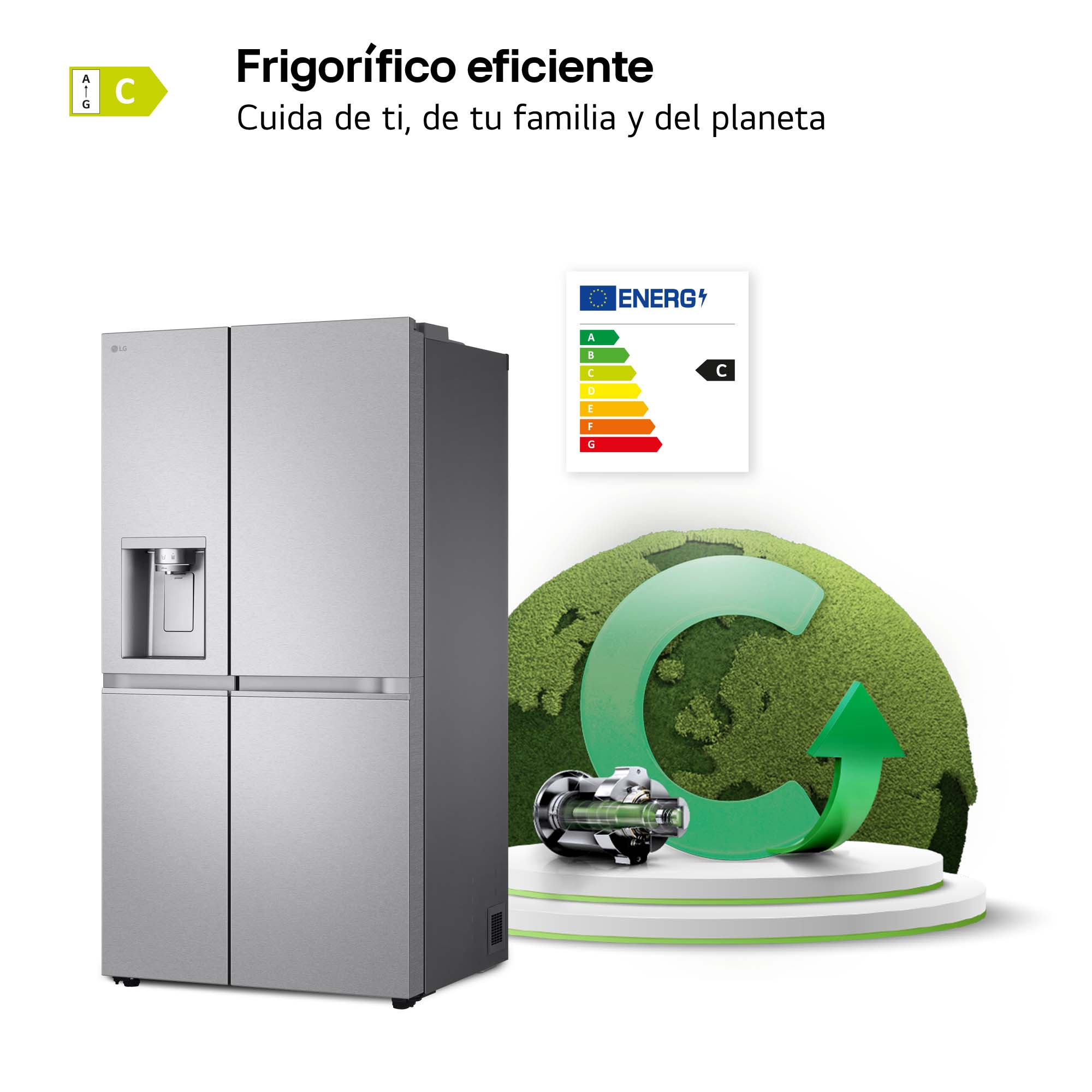 Frigorífico americano LG Total No Frost, 179 cm, 628l, con dispensador, inox - GSLE91MBAC Silver-6