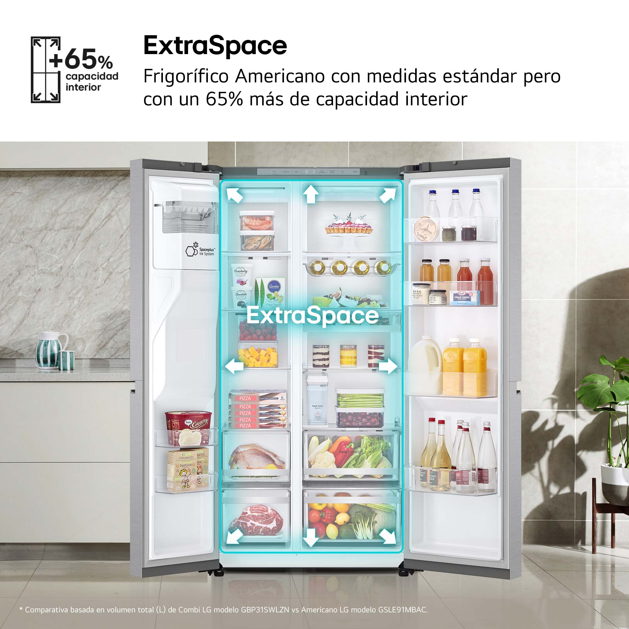 Frigorífico americano LG Total No Frost, 179 cm, 628l, con dispensador, inox - GSLE91MBAC Silver-10