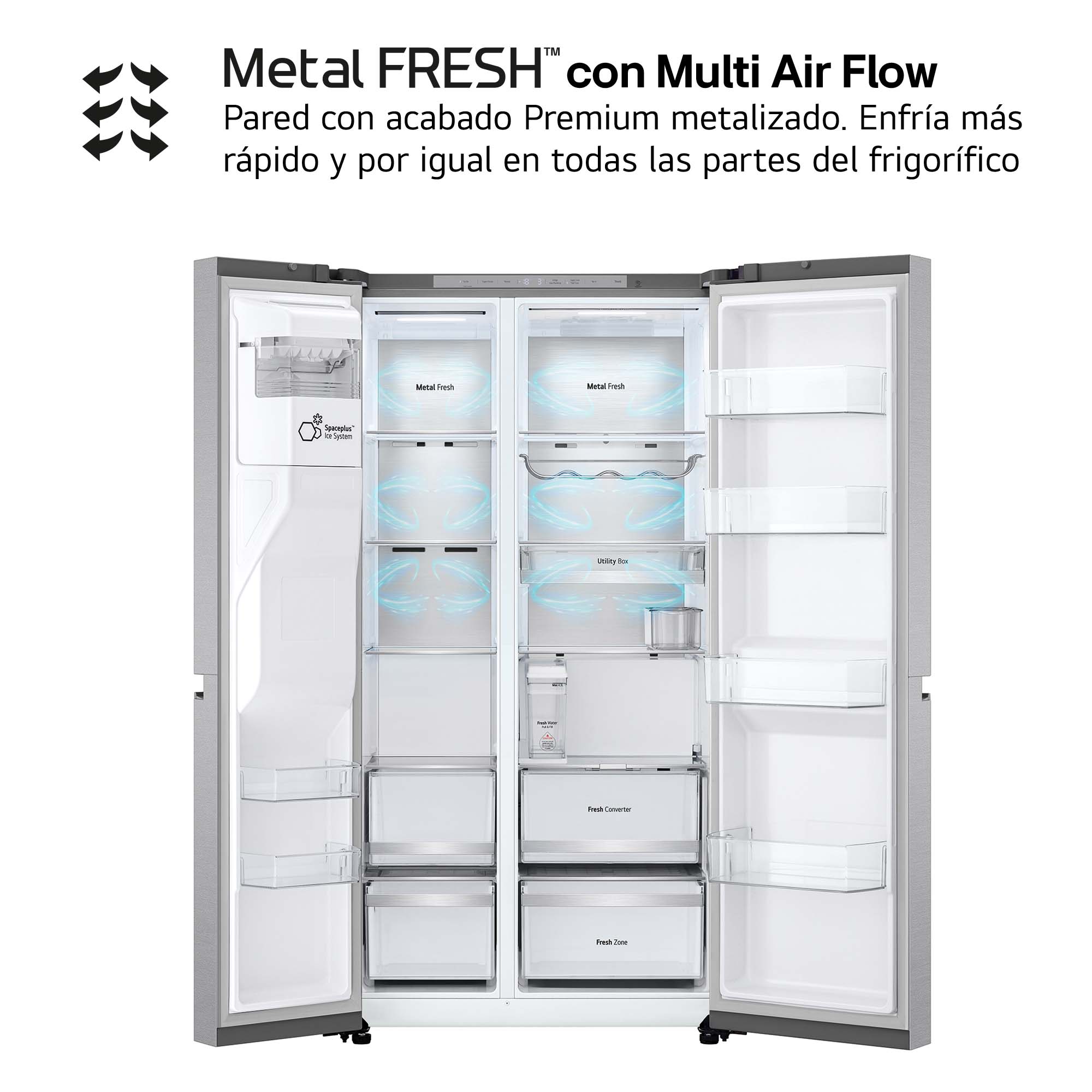 Frigorífico americano LG Total No Frost, 179 cm, 628l, con dispensador, inox - GSLE91MBAC Silver-11