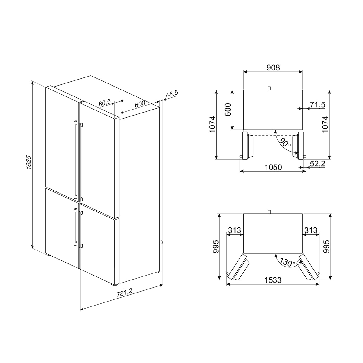 Frigorífico Americano Smeg, 4 puertas, Total No Frost, 541 litros, Display exterior - FQ60XDE LookInox-2