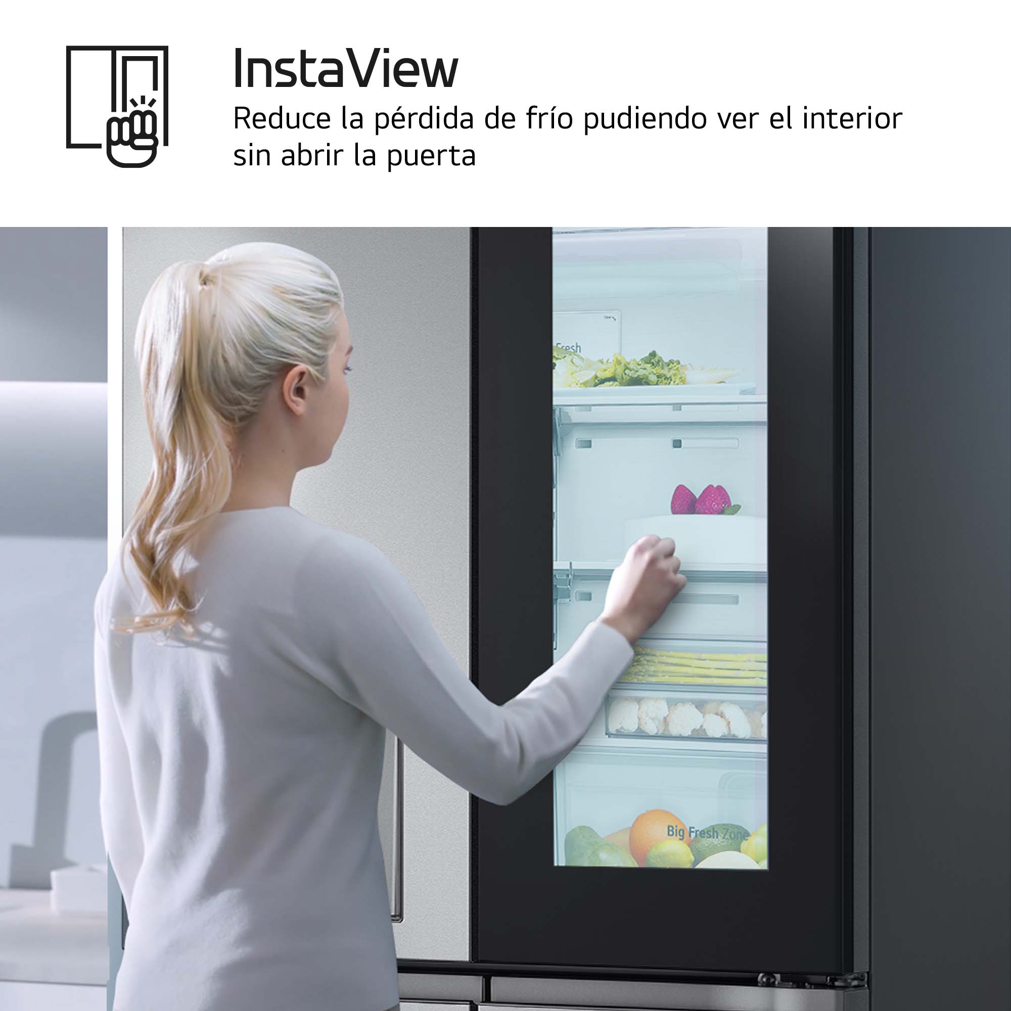 Frigorífico americano LG Total No Frost,  178,70 cm, InstaView, con dispensador, Inox - GMG861MBAE Acero antihuellas-8