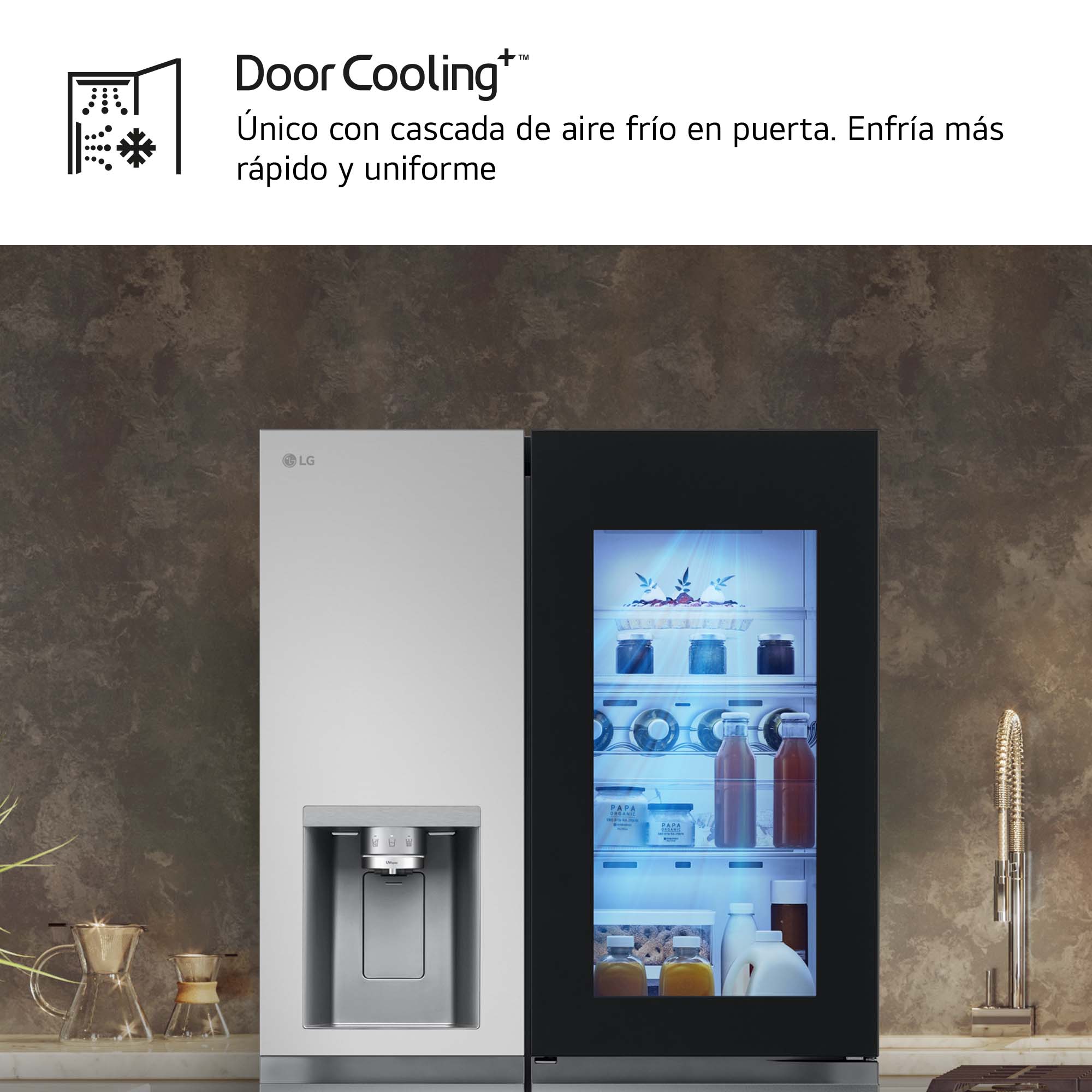 Imagen 10 de Frigorífico americano LG Smart Inverter Compressor, 179 cm, Door in Door, con dispensador, inox- GSXE81PYBD - Acero antihuellas Acero antihuellas