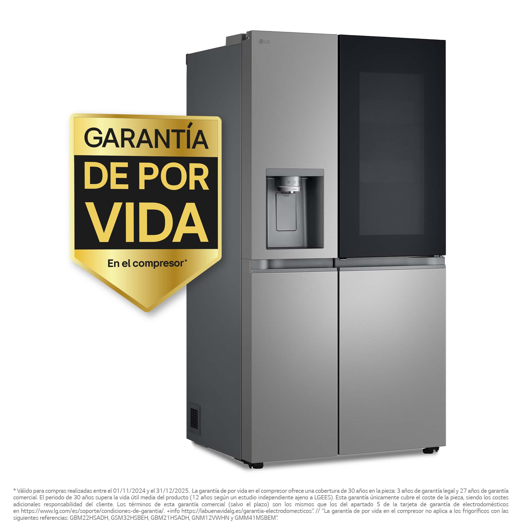 Frigorífico americano LG Smart Inverter Compressor, 179 cm,  con dispensador con toma de agua, inox- GSXE80PYBD Acero antihuellas-4