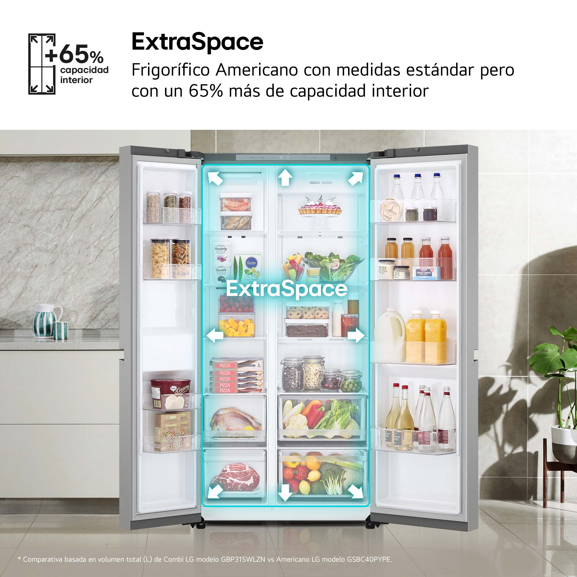Frigorífico americano LG Total No Frost, 179 cm, Multi Air Flow, inox- GSBC40PYPE Inox-8