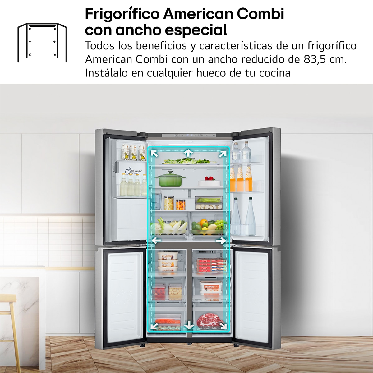 Frigorífico americano LG , Total No Frost, Door Cooling+ - GML861PYPE Inox antihuellas-5