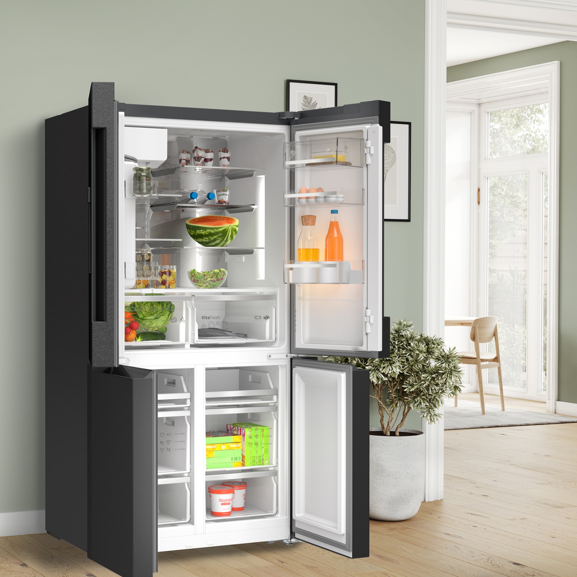 Frigorífico americano Bosch No Frost, VitaFresh XXL - KFI96AXEA Acero negro-6