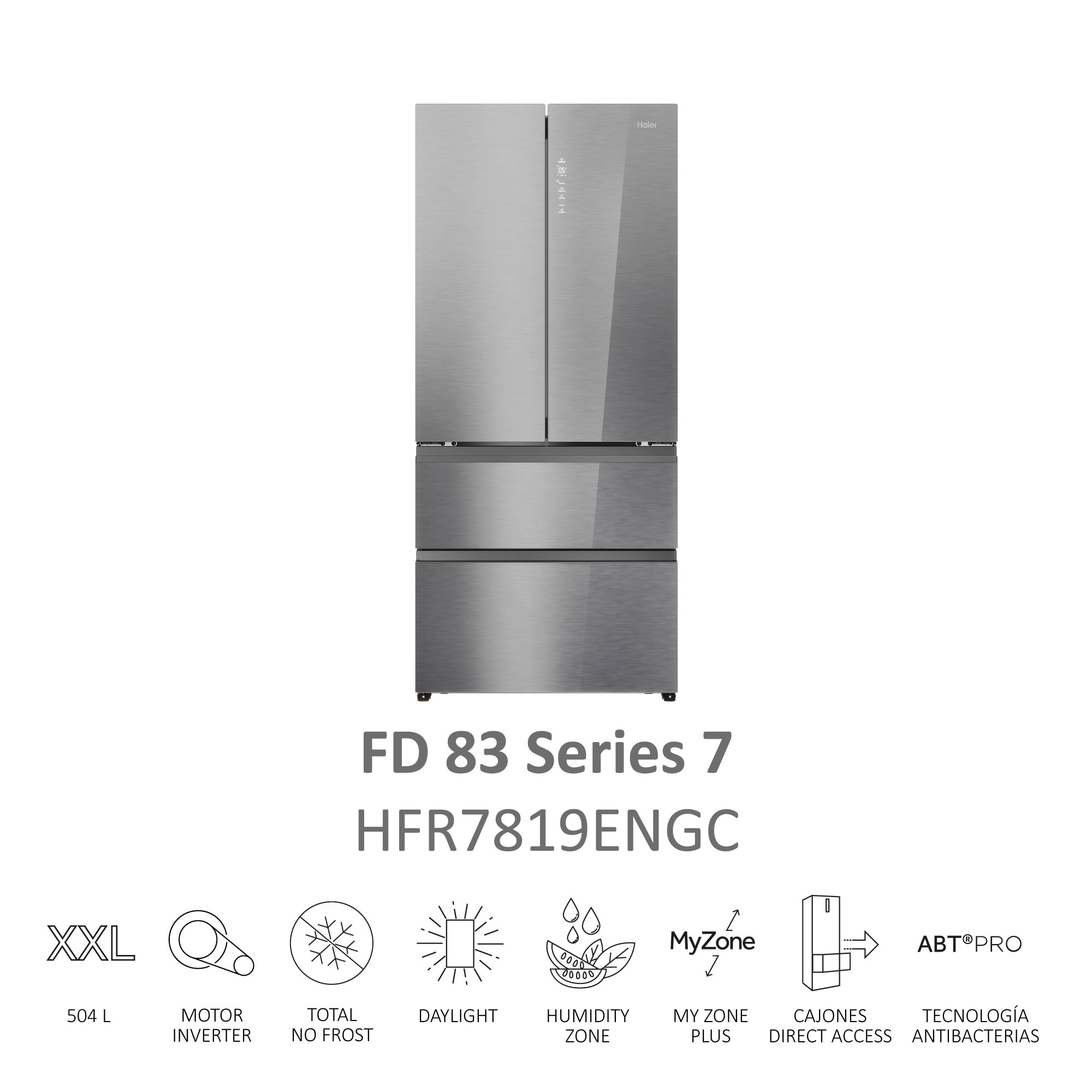 Frigorífico americano Haier Total No Frost MultiDoor FD 83 Series 7 - HFR7819ENGC Cristal inox-5