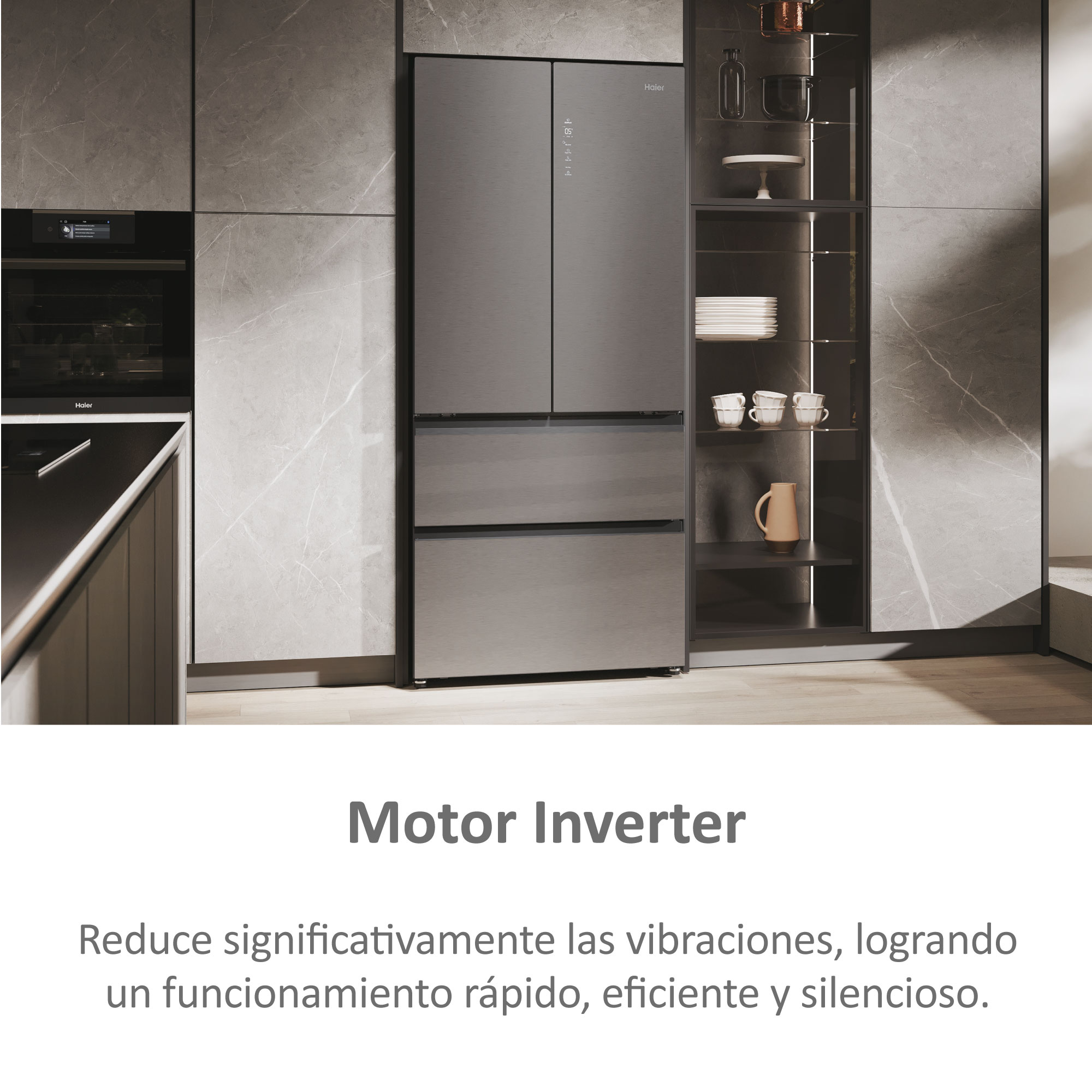 Frigorífico americano Haier Total No Frost MultiDoor FD 83 Series 7 - HFR7819ENGC Cristal inox-6