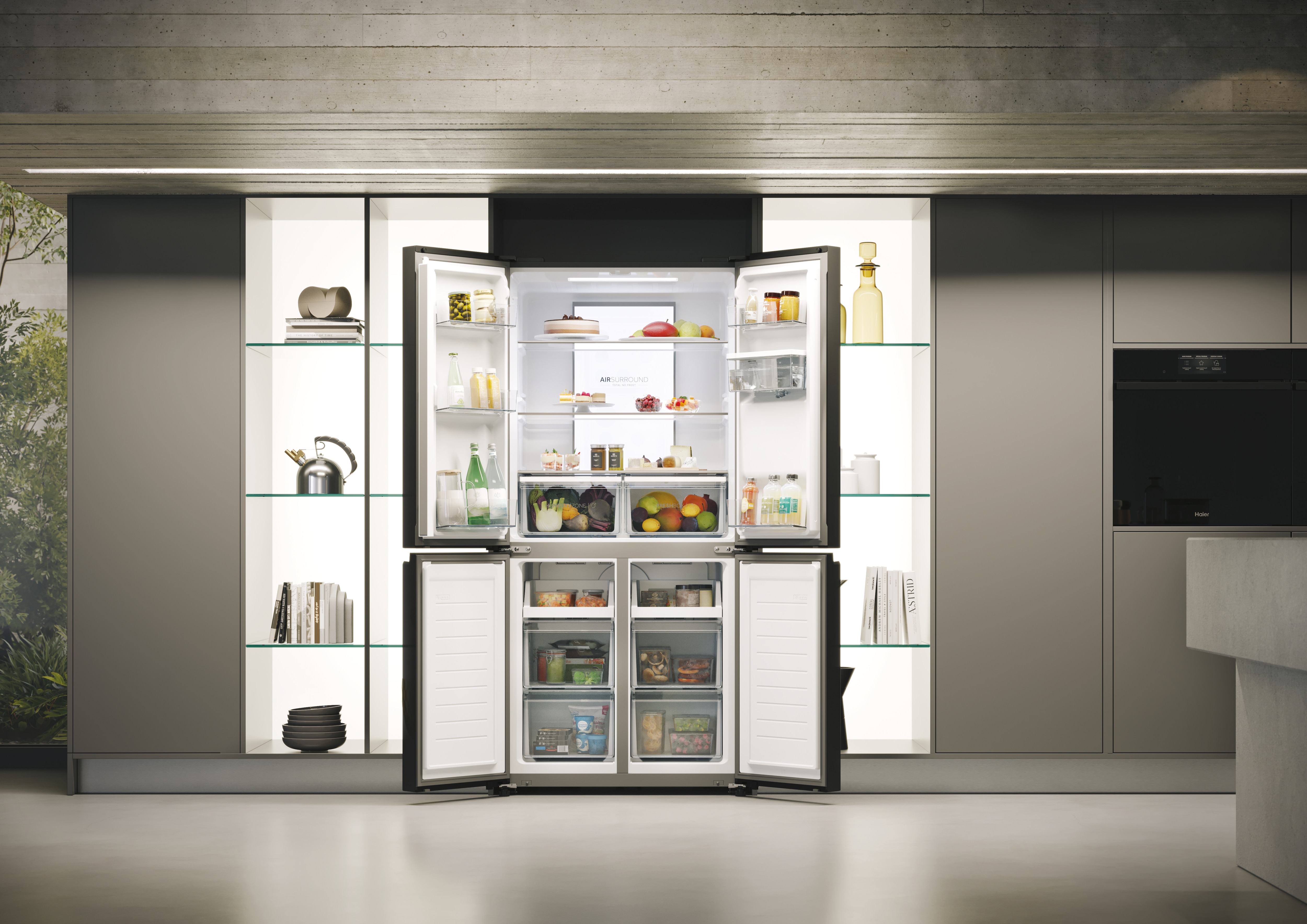 Frigorífico americano Haier con dispensador MultiDoor Cube 83 Series 7 - HCR7818DWPT Negro pizarra-14