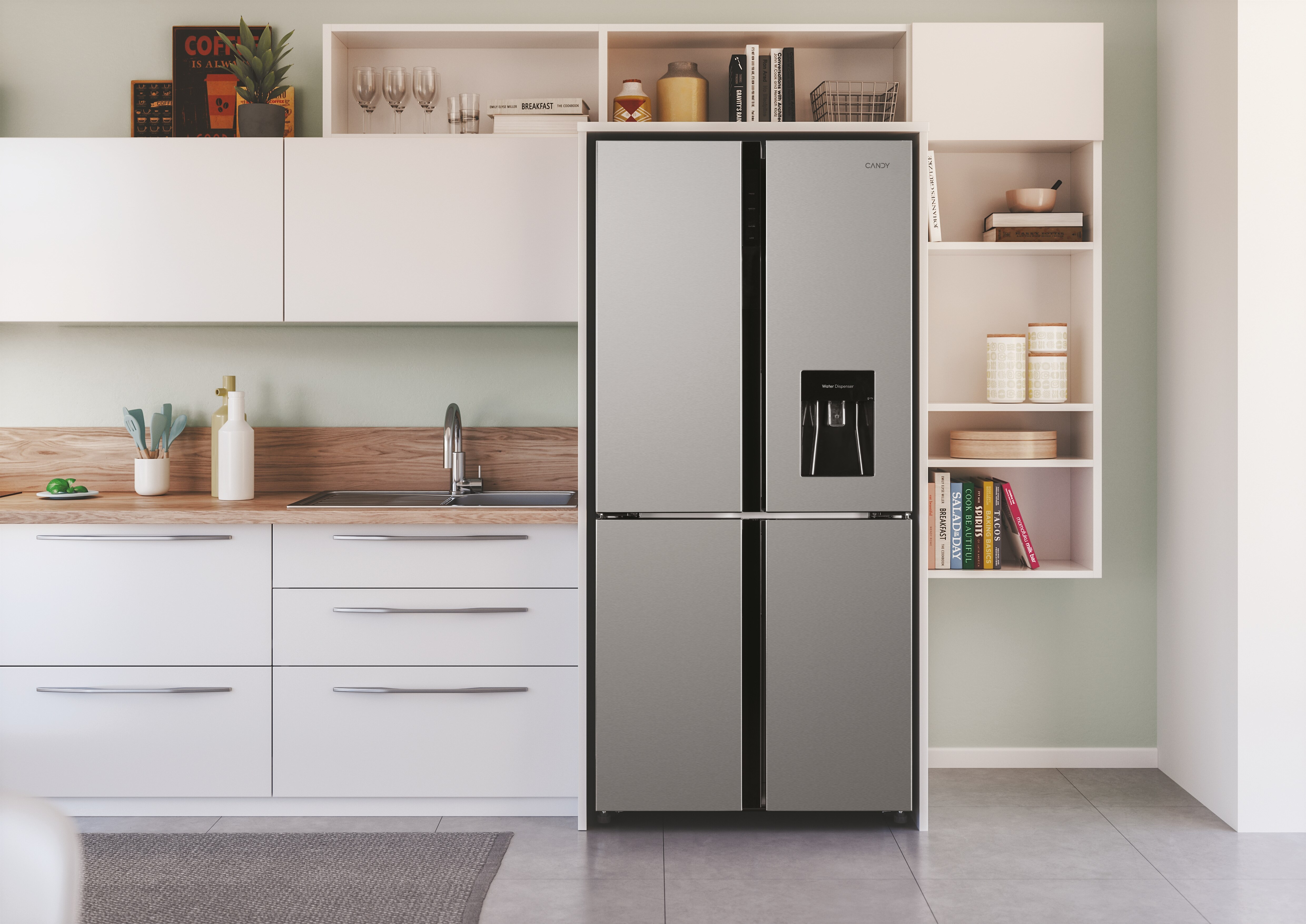 Frigorífico americano Candy con dispensador, 4 puertas Cube H-FRIDGE 700 MAXI - CQS5T918EWX1 Real inox-8