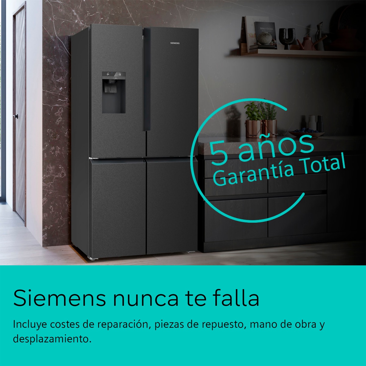 Frigorífico americano Siemens Total No Frost, con dispensador - KF96DAXEA Inox antihuellas-4
