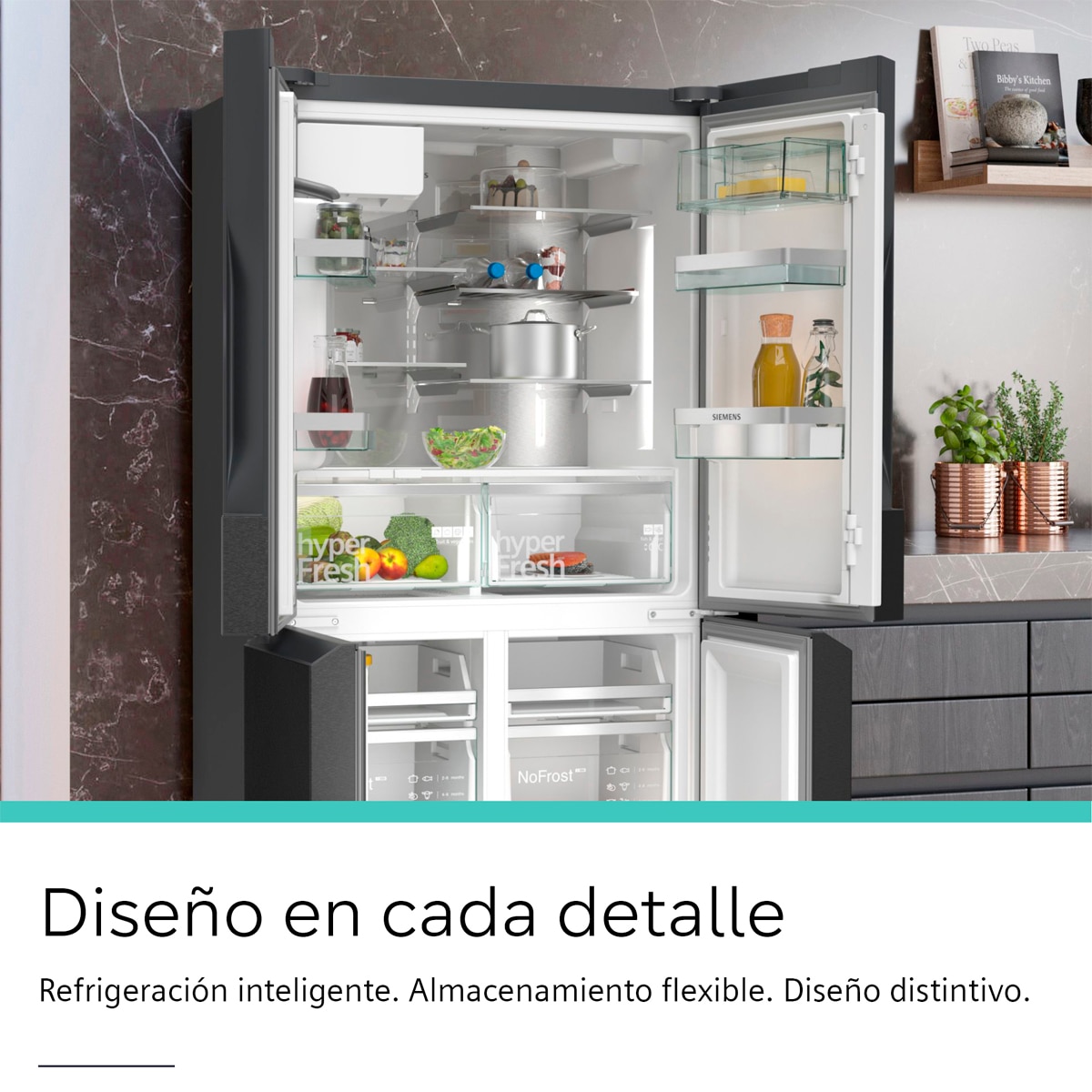 Frigorífico americano Siemens Total No Frost, con dispensador - KF96DAXEA Inox antihuellas-6