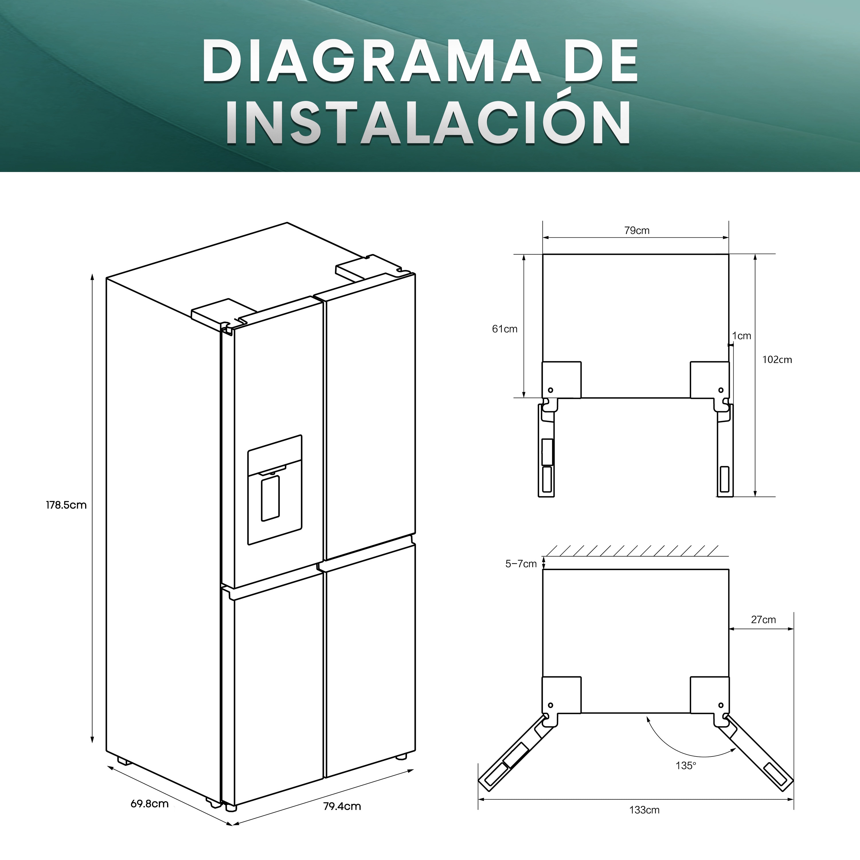 Frigorífico americano Hisense Total No Frost, Cross Door - RQ5P470SYID Inox-4