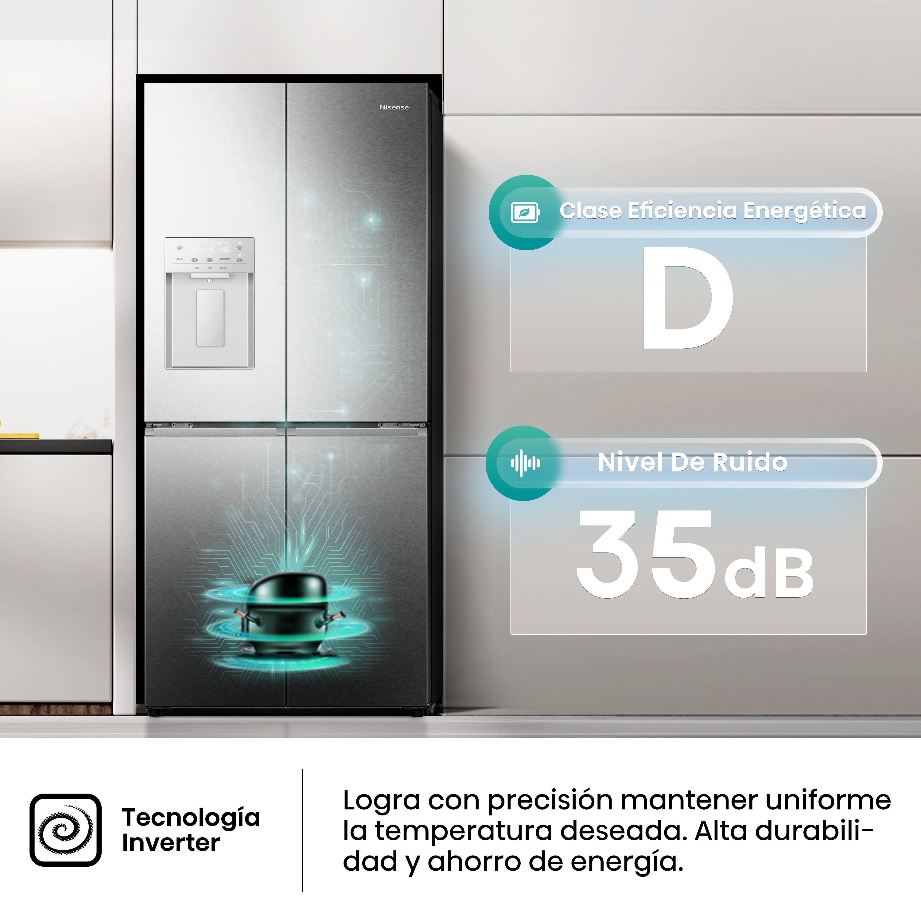 Frigorífico americano Hisense Total No Frost, Cross Door - RQ5P470SYID Inox-14