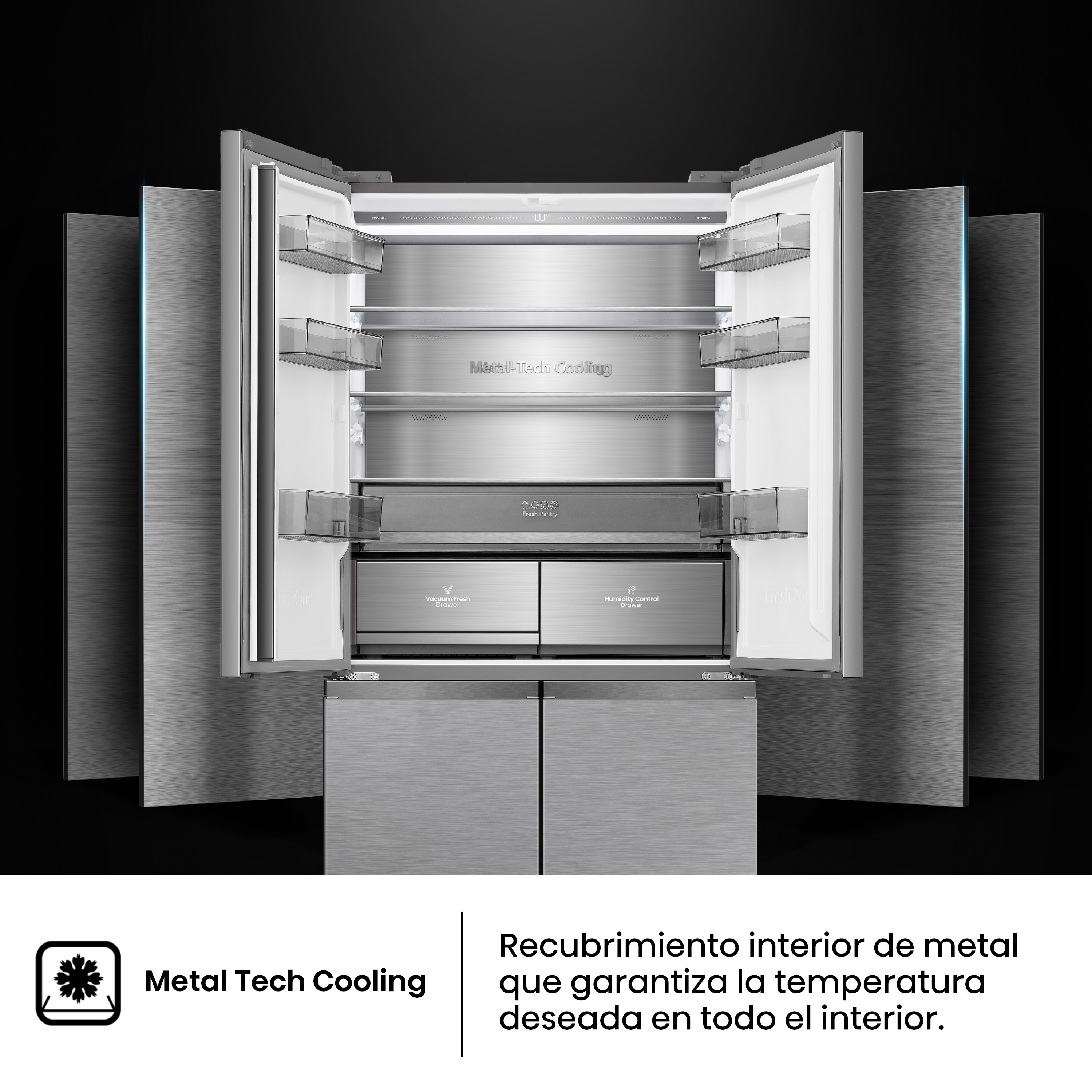 Frigorífico americano Hisense No Frost Serie Kitchen FIT - RQ5P605NSVE Inox-12