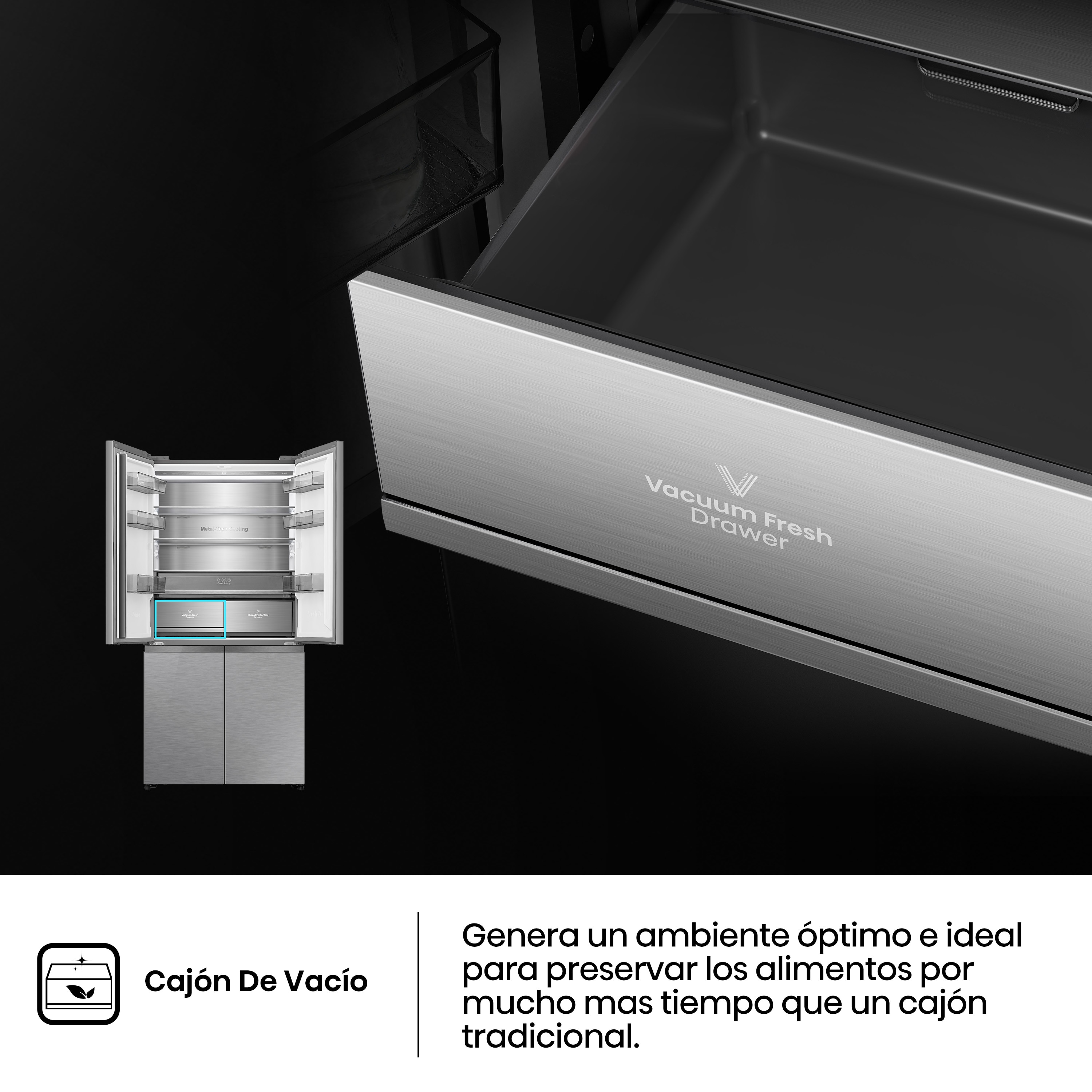 Frigorífico americano Hisense No Frost Serie Kitchen FIT - RQ5P605NSVE Inox-14