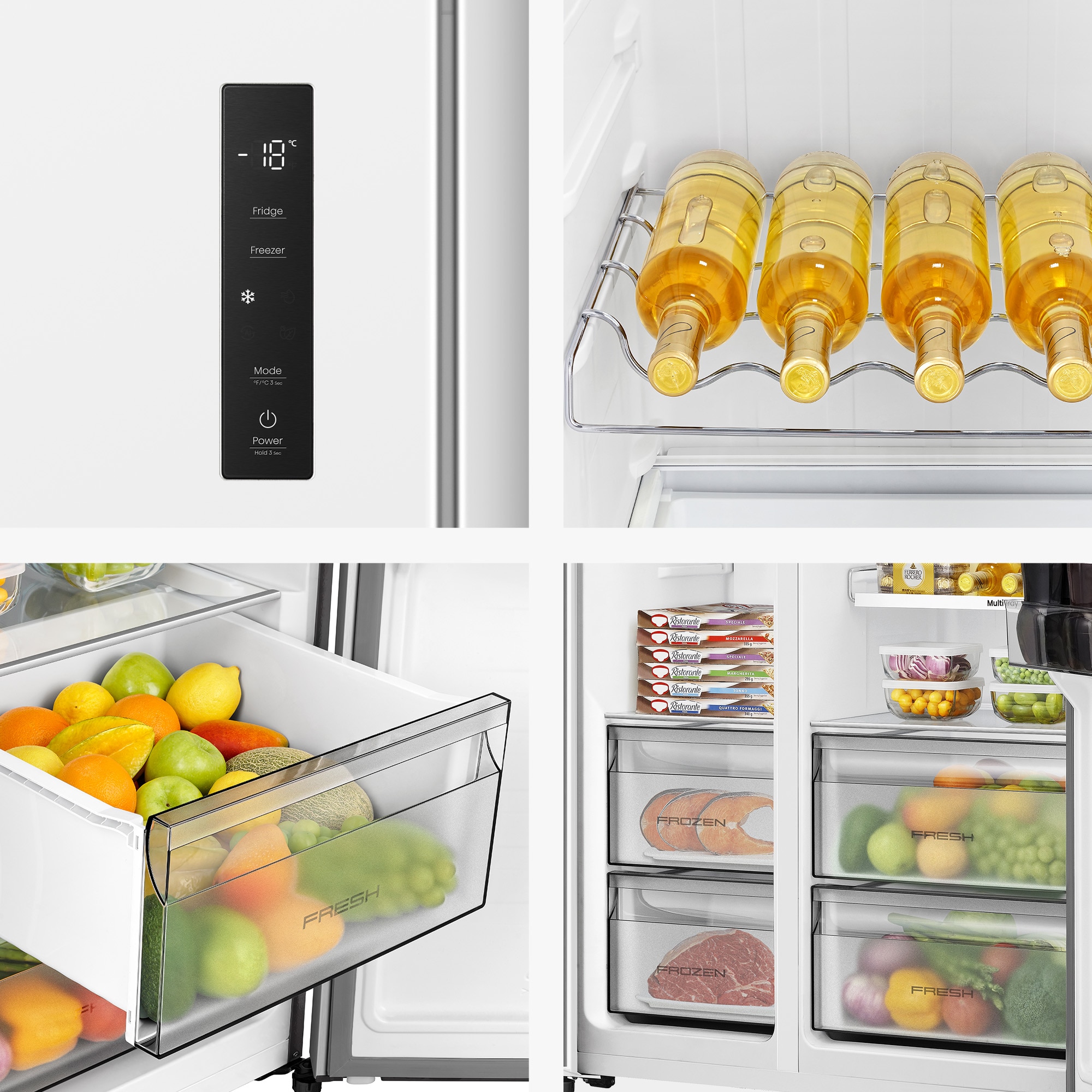 Frigorífico americano Hisense Total No Frost, serie kitchen FIT - RS3P538NEWE Blanco-10