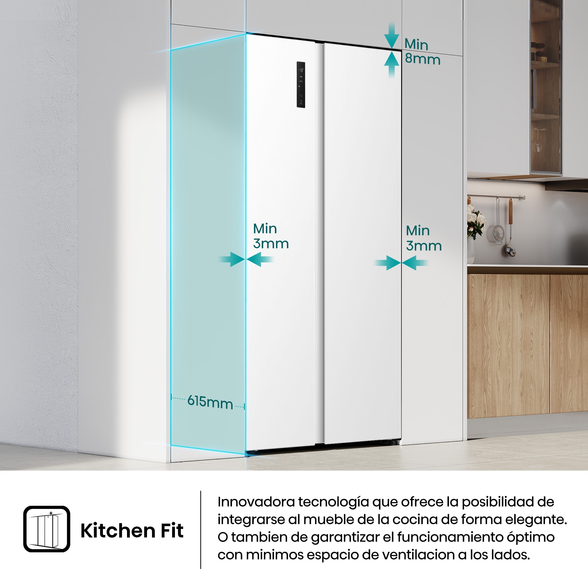 Frigorífico americano Hisense Total No Frost, serie kitchen FIT - RS3P538NEWE Blanco-13
