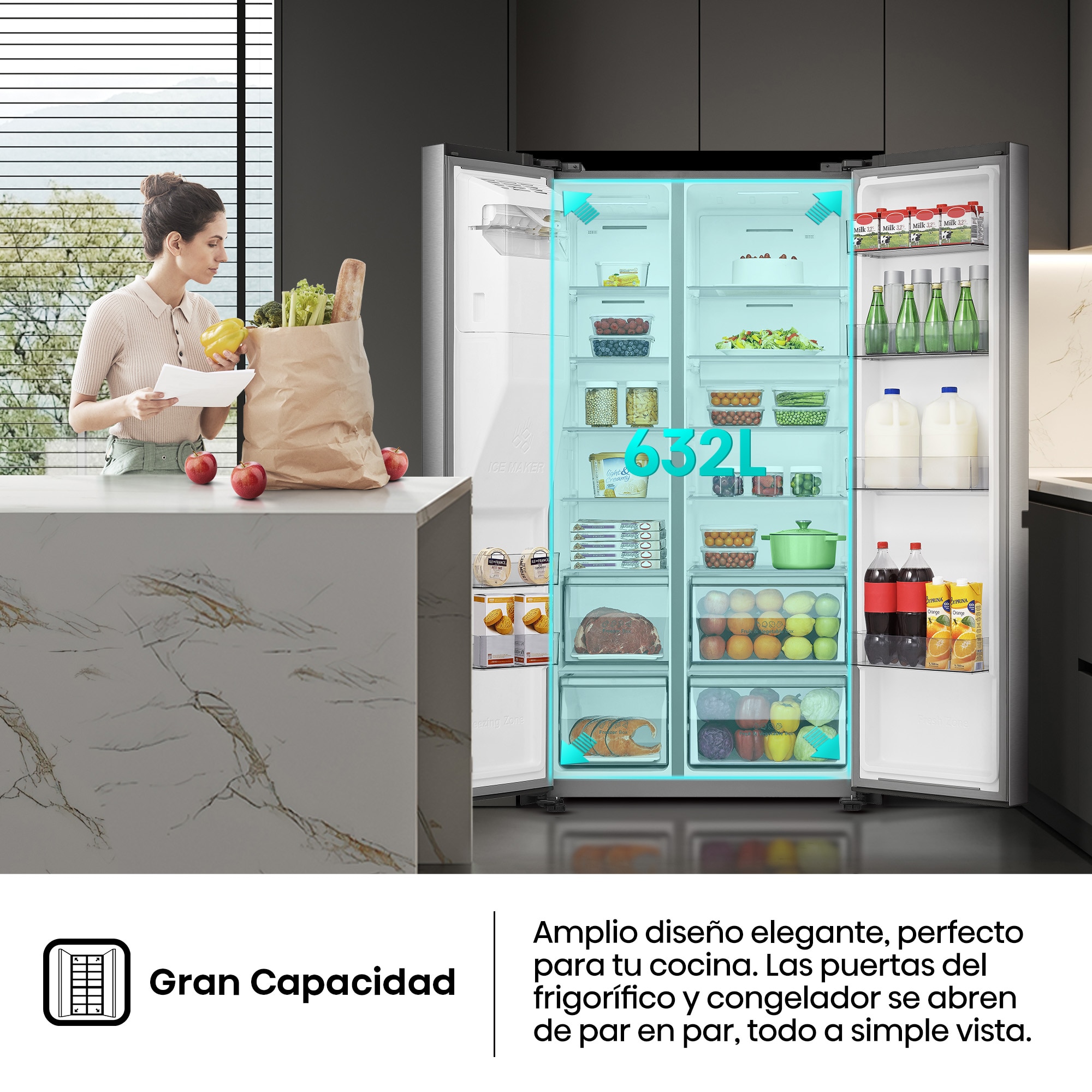 Frigorífico americano Hisense Total No Frost, WIFI - RS818N4IIE1, Inox-13