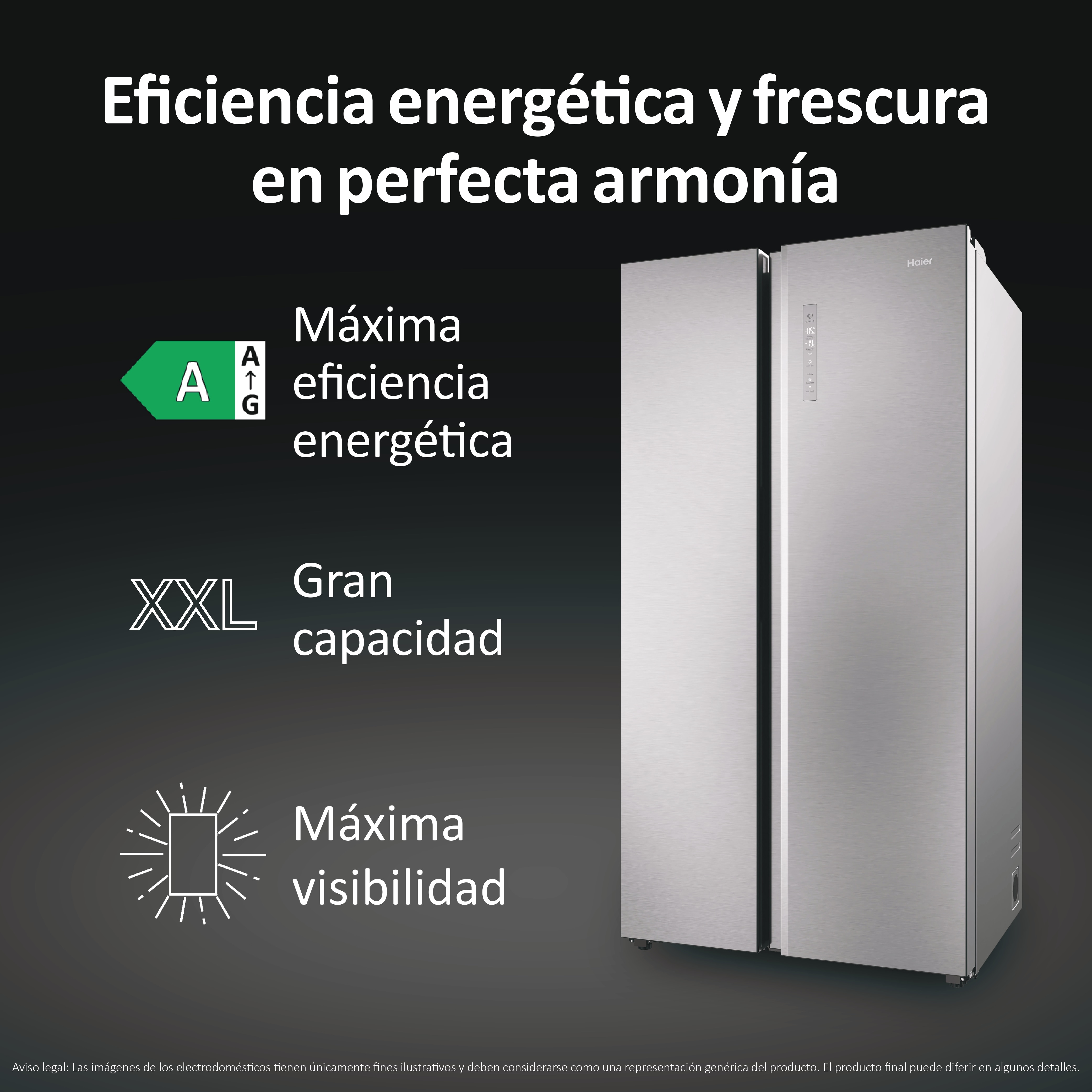Frigorífico Americano Haier Total No Frost SBS 90 Series 7 - HSW79F18ANMM Inox Platino-7