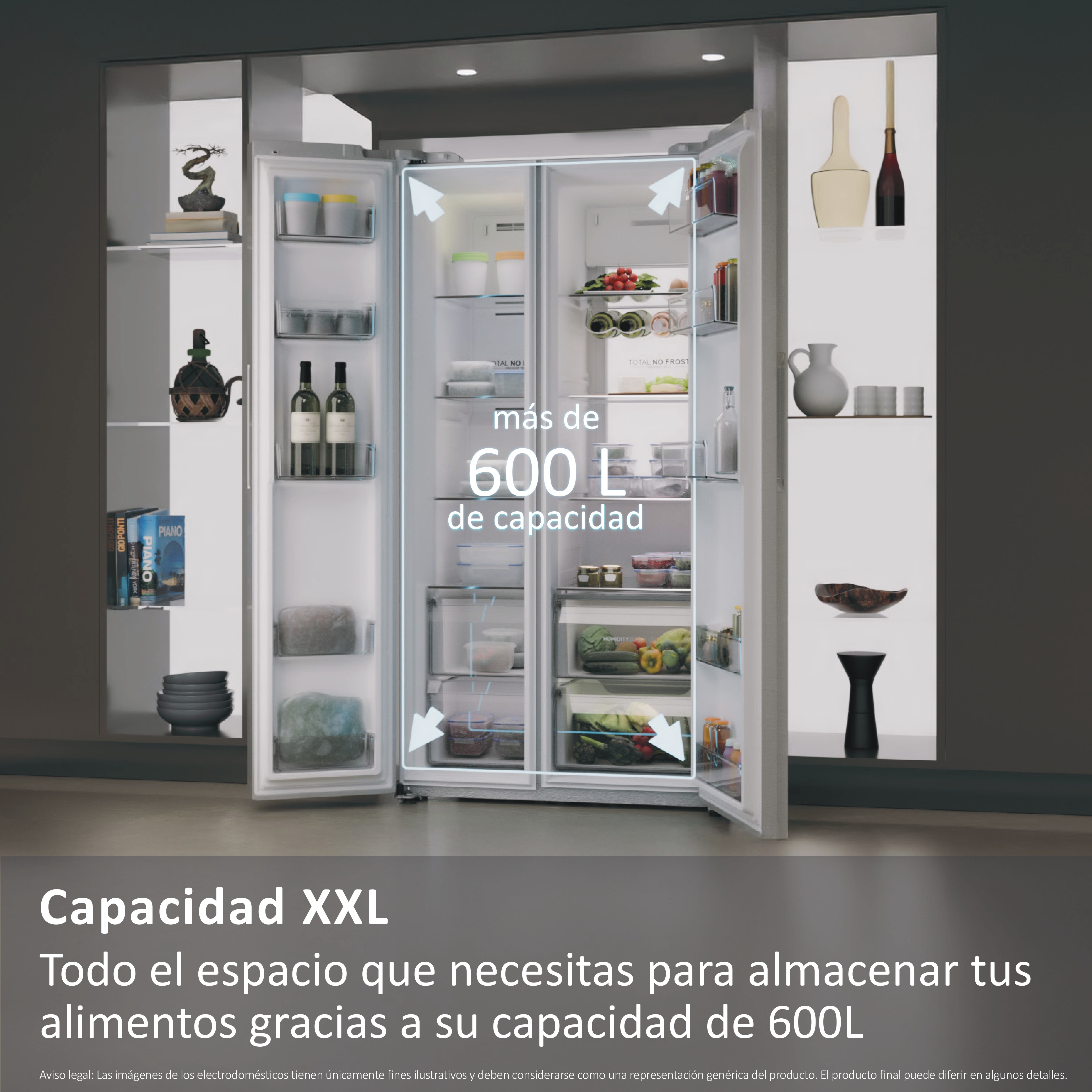 Frigorífico Americano Haier Total No Frost SBS 90 Series 7 - HSW79F18ANMM Inox Platino-9