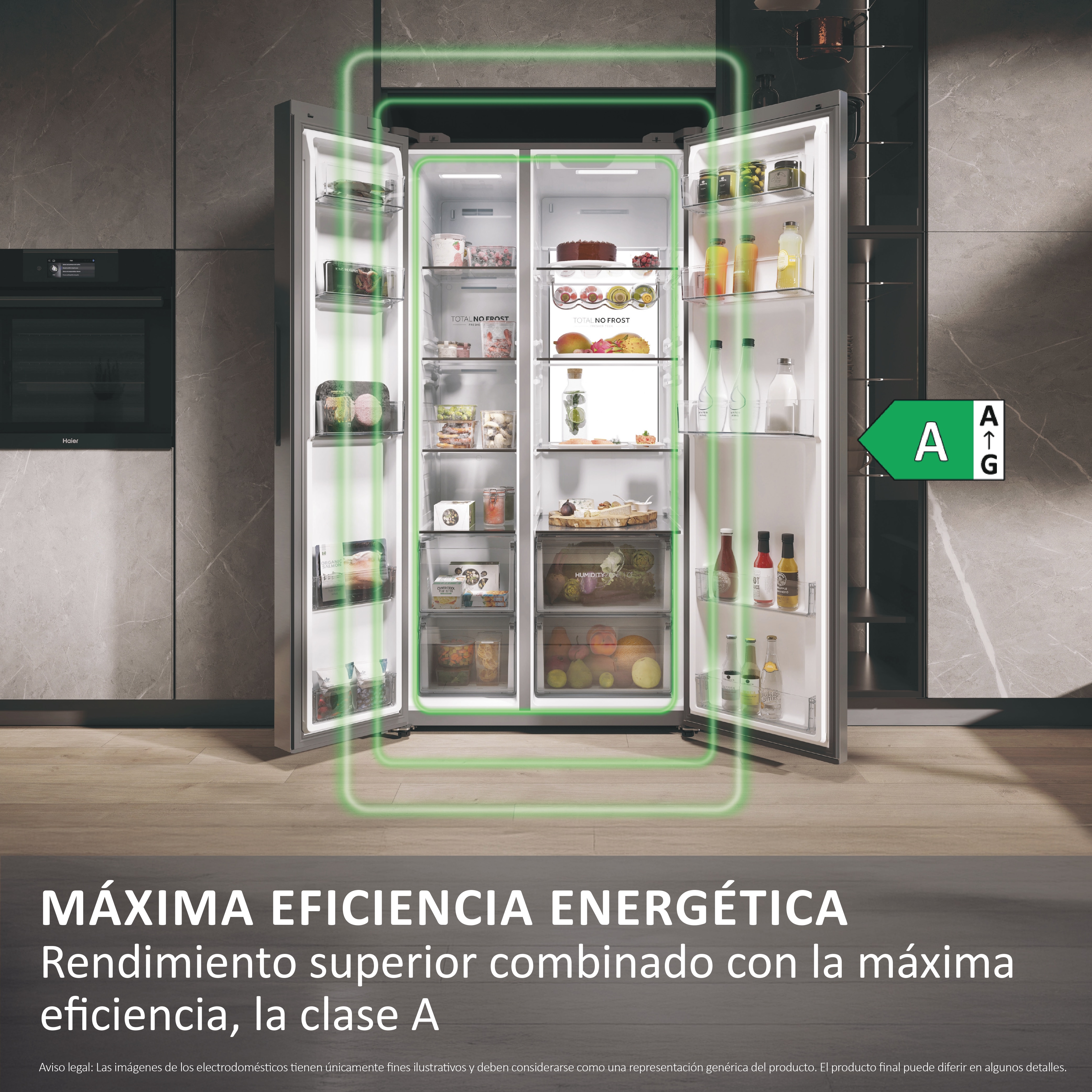 Frigorífico Americano Haier Total No Frost SBS 90 Series 7 - HSW79F18ANMM Inox Platino-10