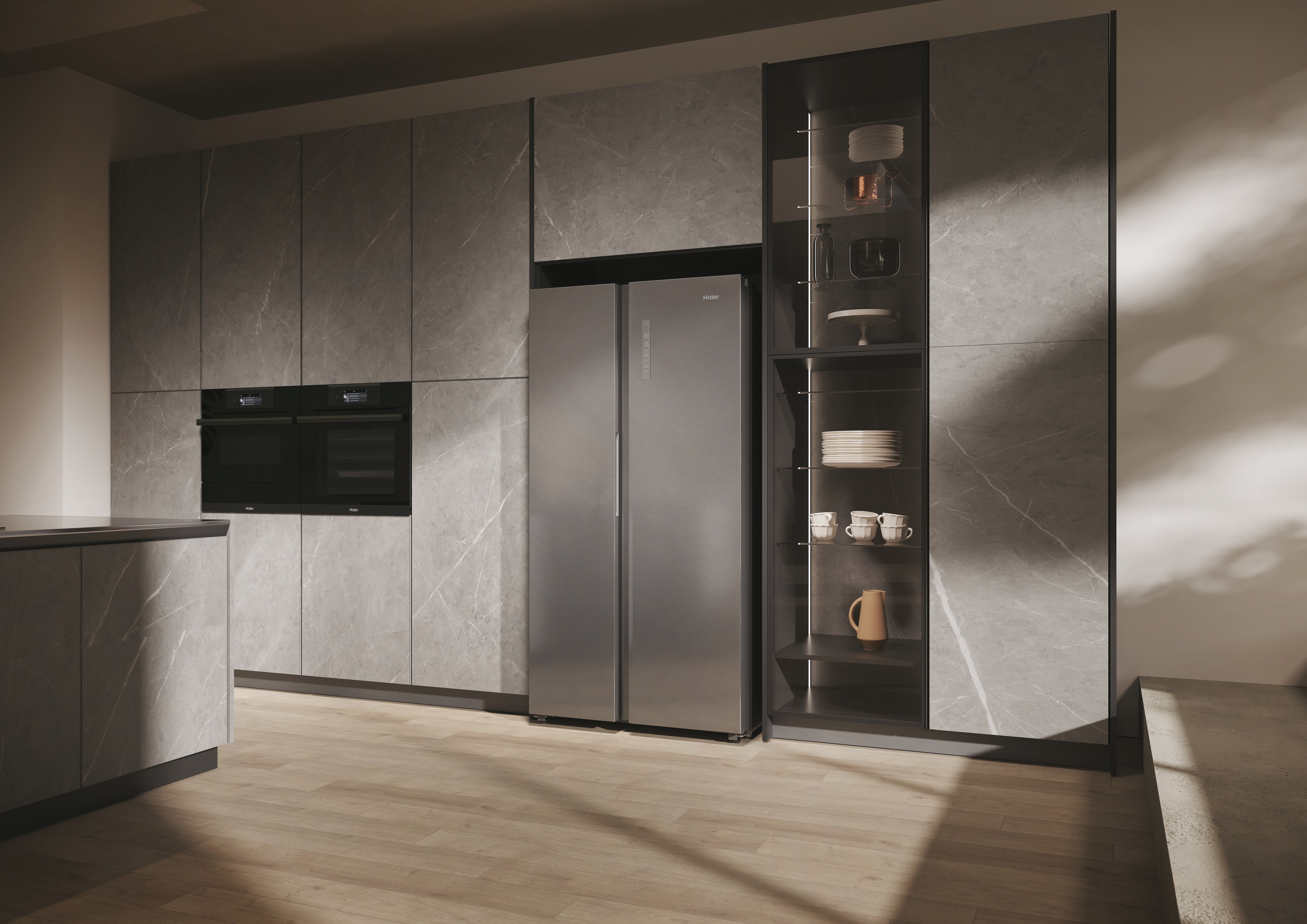 Frigorífico Americano Haier Total No Frost SBS 90 Series 7 - HSW79F18ANMM Inox Platino-12