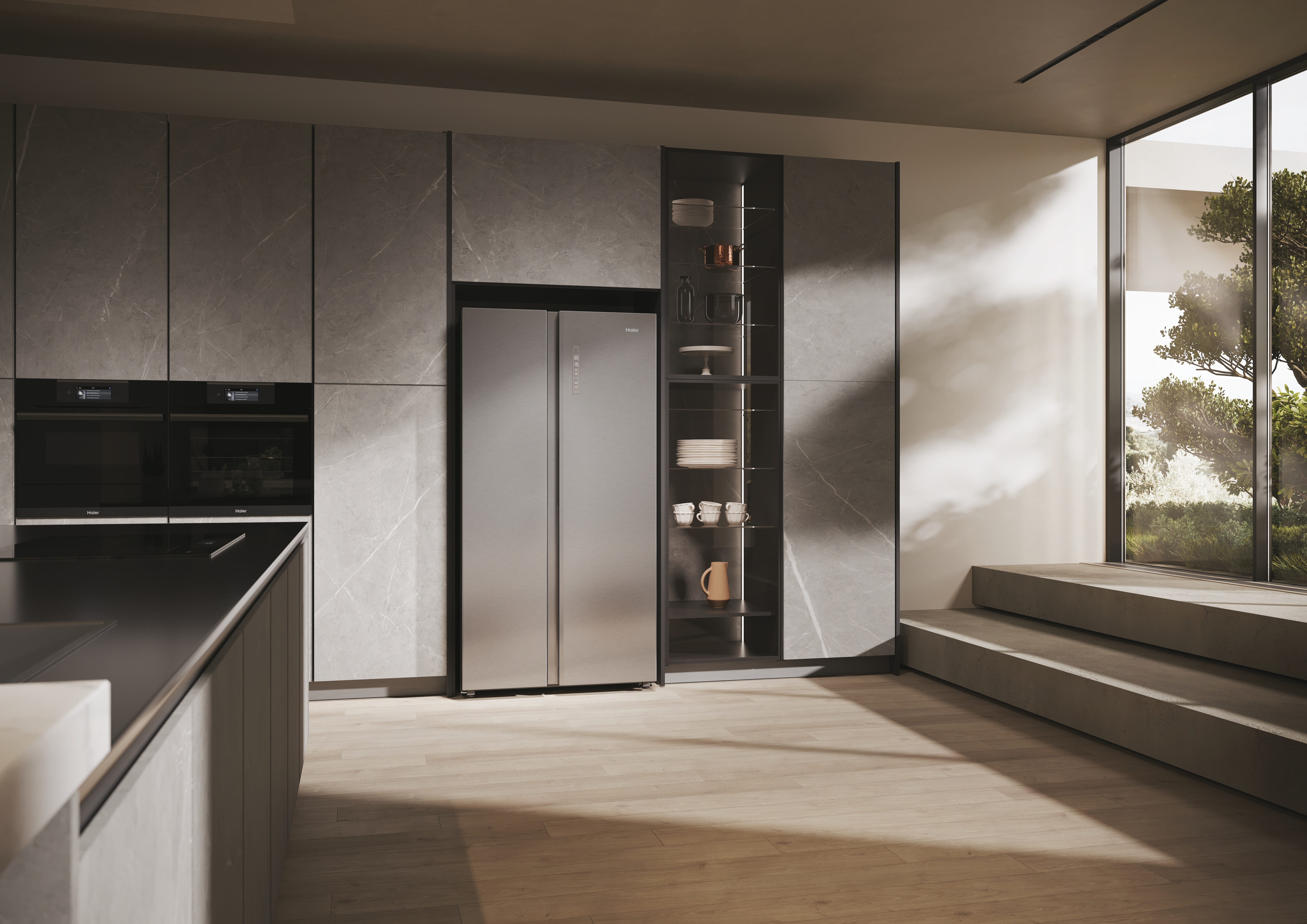 Frigorífico Americano Haier Total No Frost SBS 90 Series 7 - HSW79F18ANMM Inox Platino-13