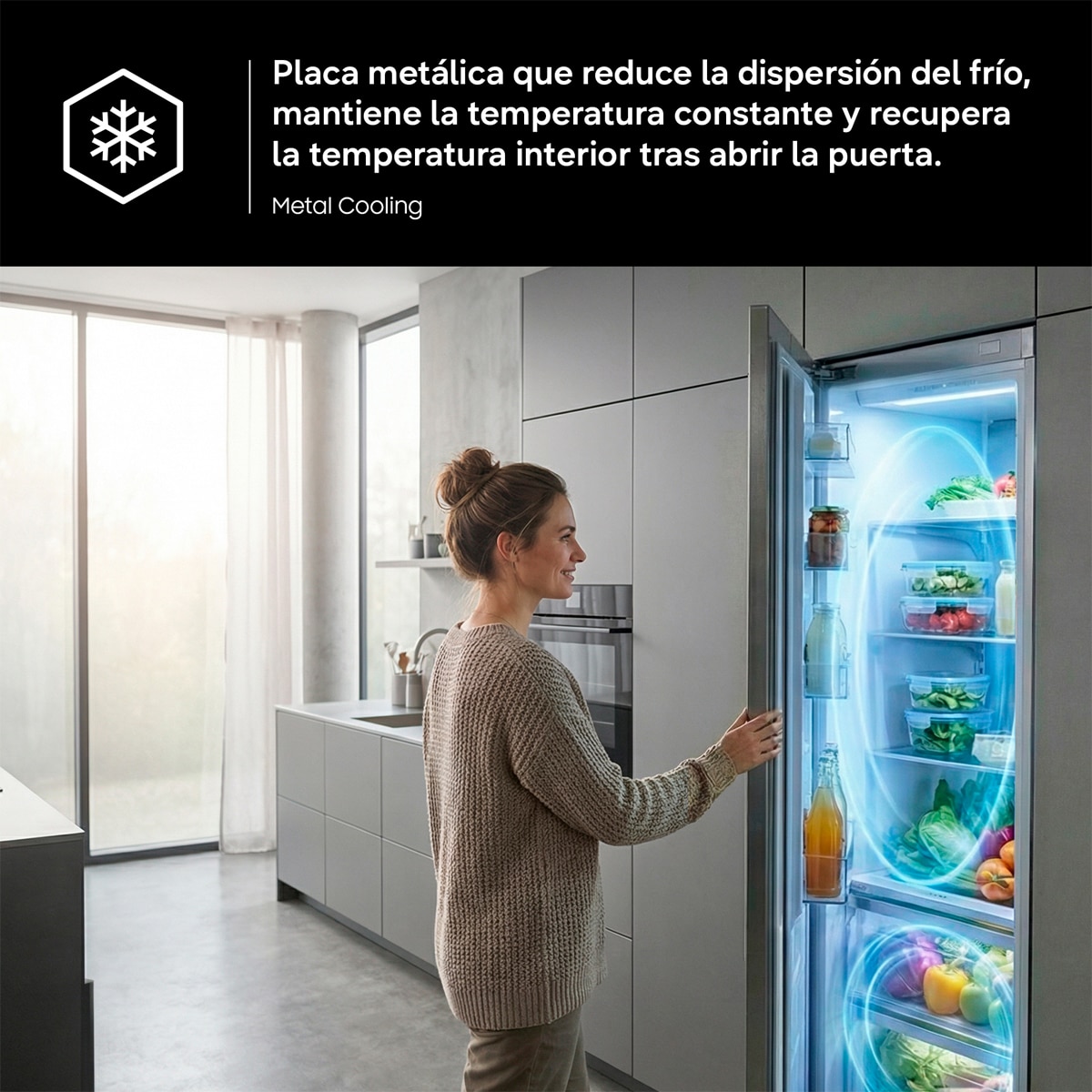 Frigorífico Americano Samsung Bespoke AI 178cm Balda Botellero 621L Clase E Inox RS90F64EETEF Inox-10