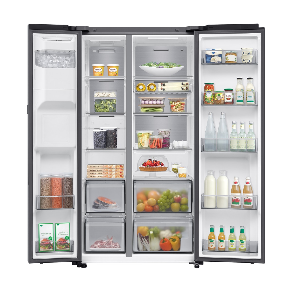 Frigorífico Americano Samsung Bespoke AI 178cm Balda Botellero 621L Clase E Inox RS90F64EETEF Inox-11