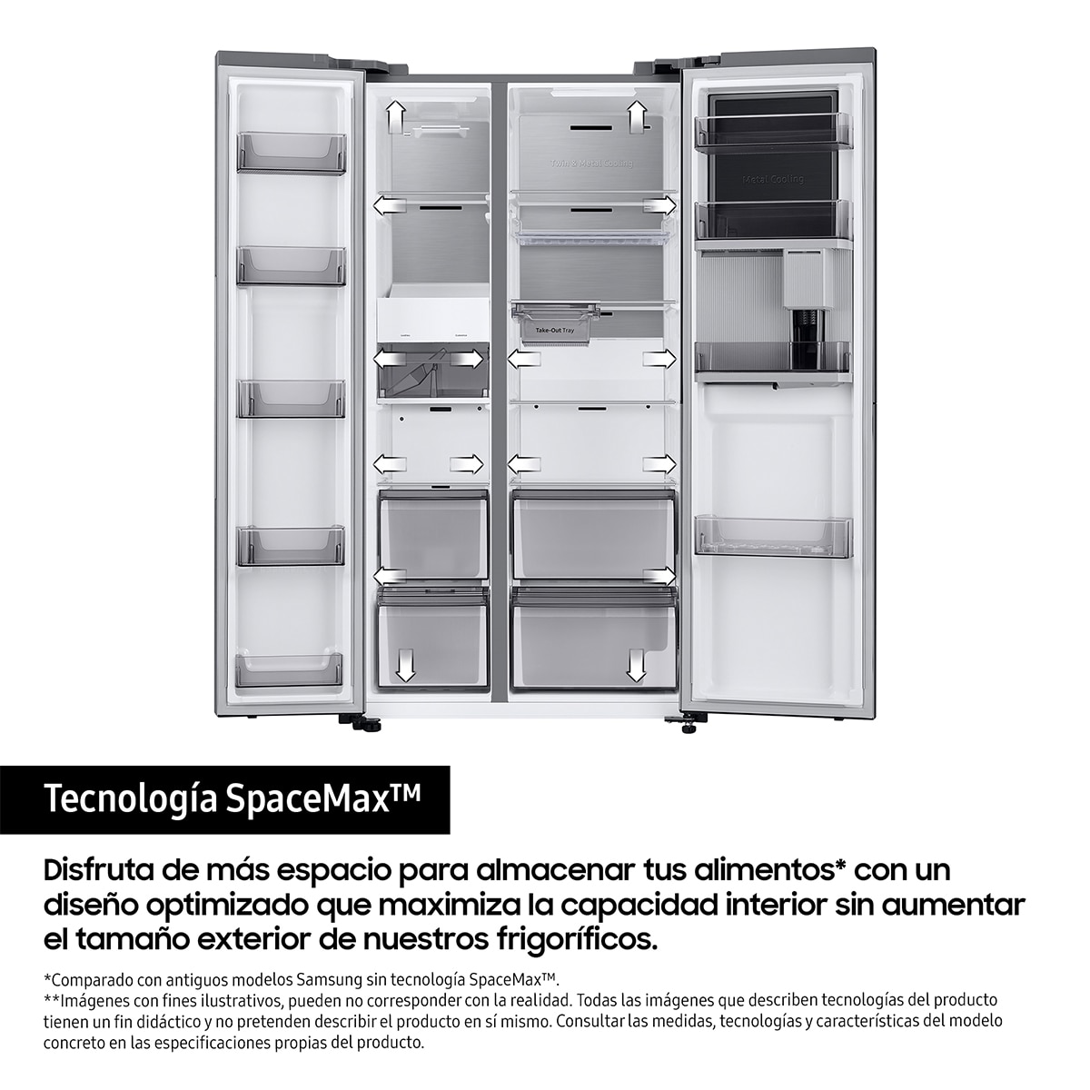 Frigorífico Americano Samsung Bespoke AI 178cm All Around Cooling 640L Clase E Inox RS70F65KETEF Inox-8