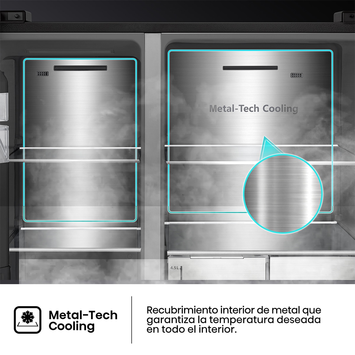Frigorífico Americano Hisense, Total No Frost, Metal Tech Cooling- RS9P628GPFE - Negro Negro-8